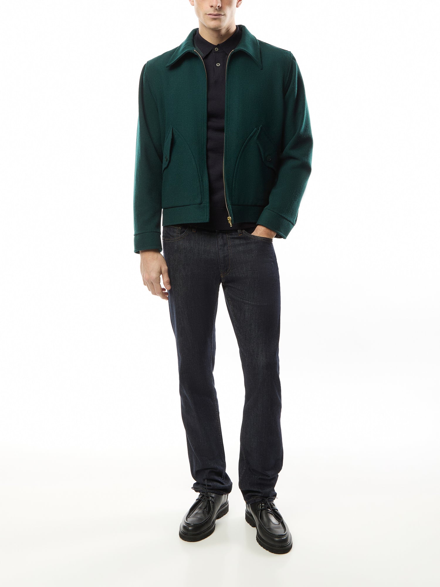 Merino Wool Knited Long Sleeve Polo Shirt