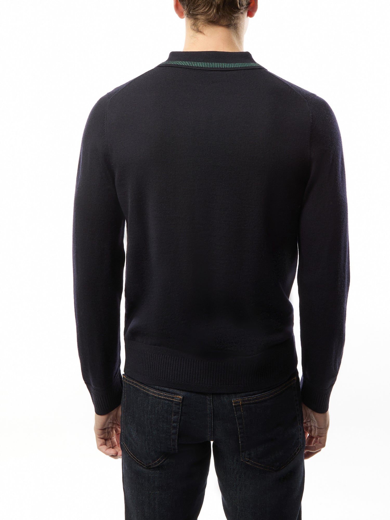 Merino Wool Knited Long Sleeve Polo Shirt