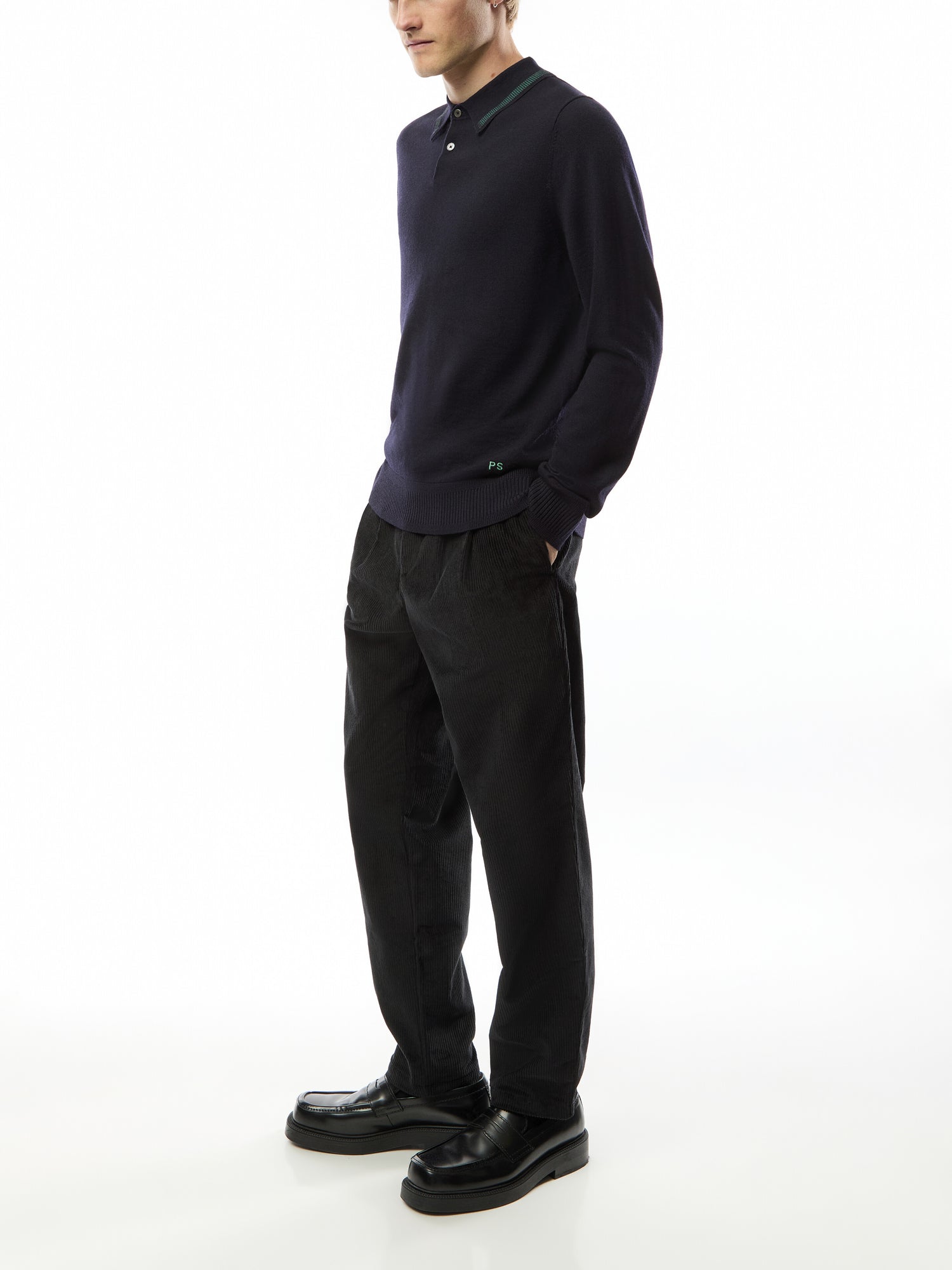 Merino Wool Knited Long Sleeve Polo Shirt