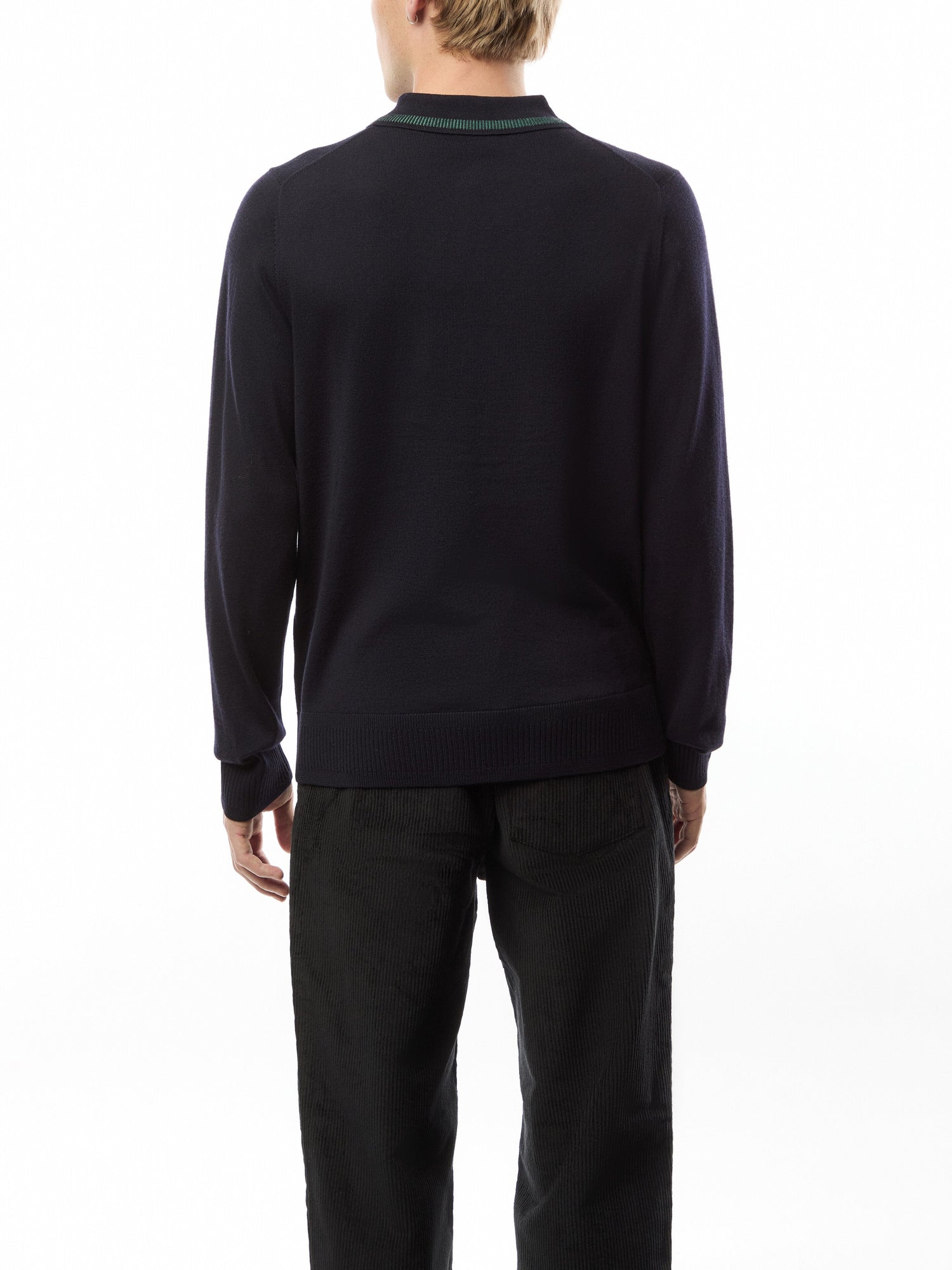Merino Wool Knited Long Sleeve Polo Shirt