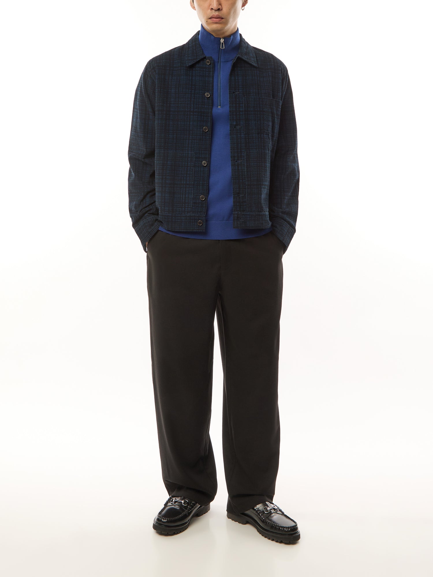 Quarter Zip Zebra Badge Knit Sweatshirt