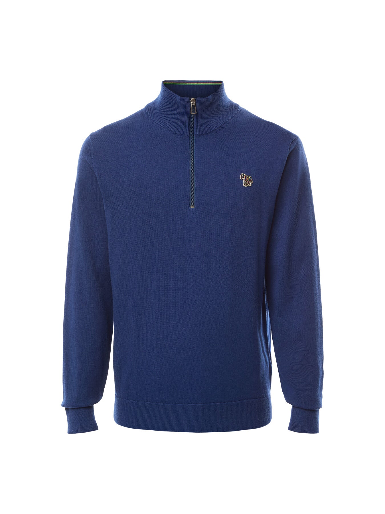 Quarter Zip Zebra Badge Knit Sweatshirt