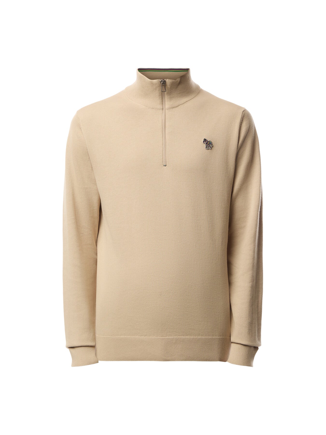 Quarter Zip Zebra Badge Knit Sweatshirt