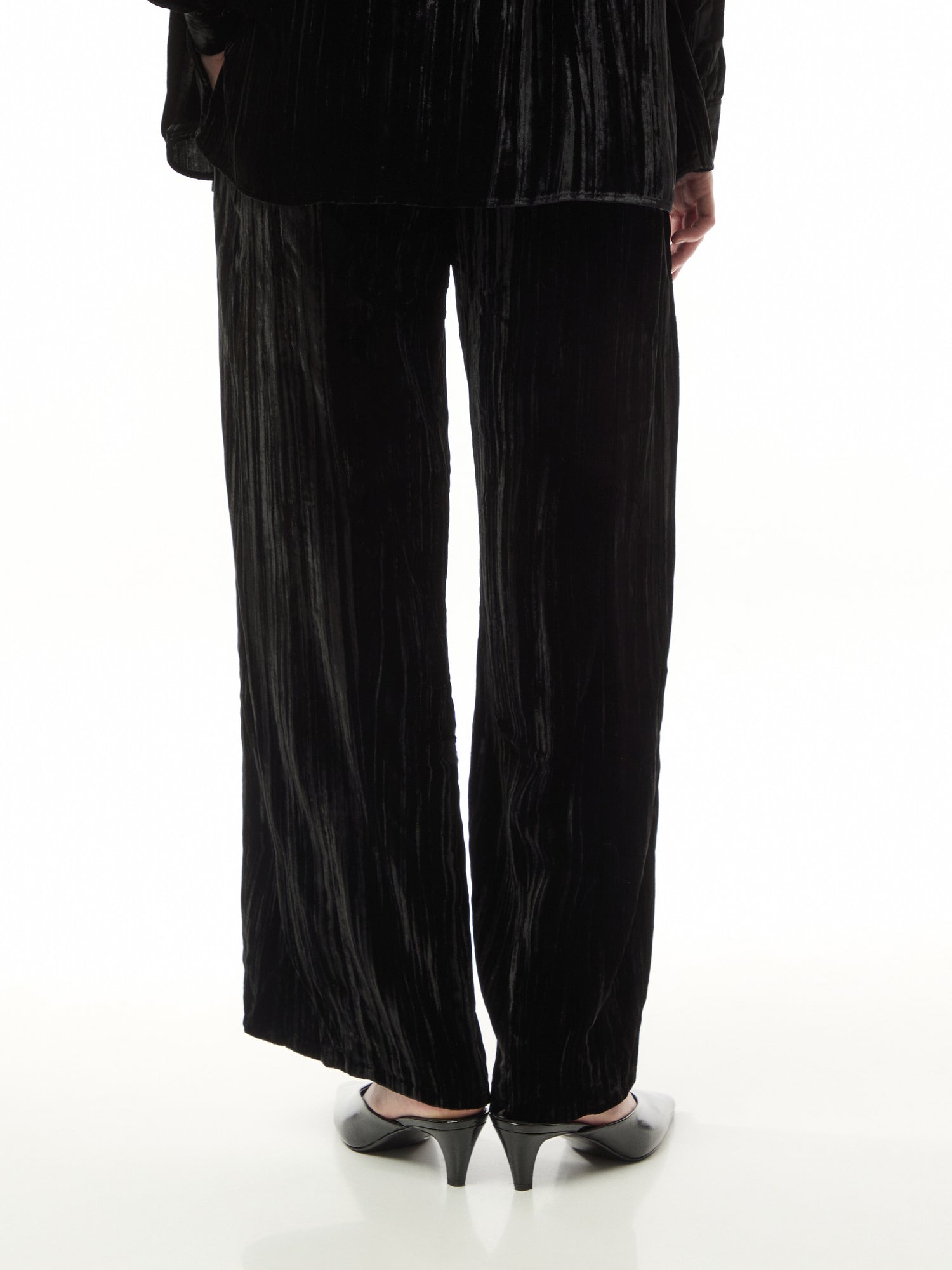Crushed Velvet Wide-Leg Pant