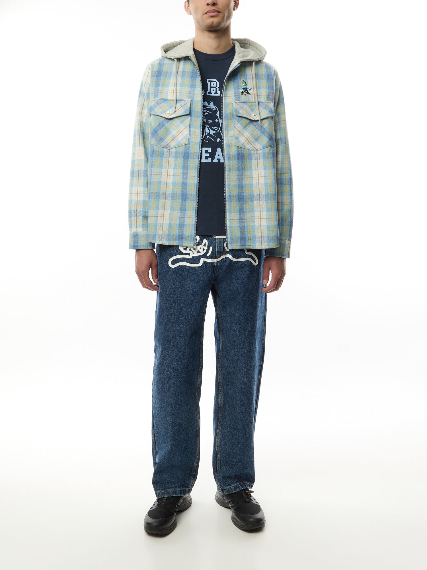 Flannel Zip Through Hoodie