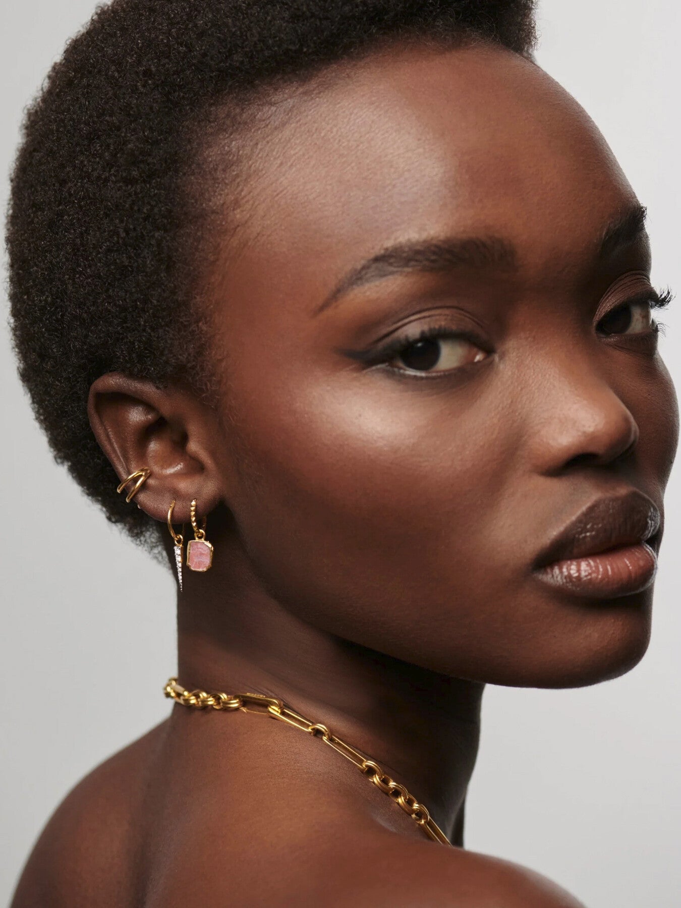 Mini Pyramid Charm Hoop Earrings