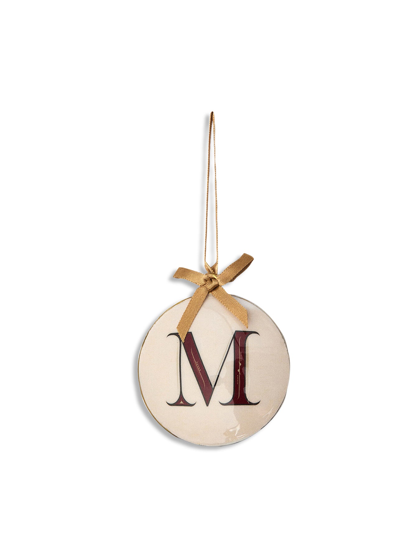 Enamel Round Alphabet Letter Bauble WHITE / RED