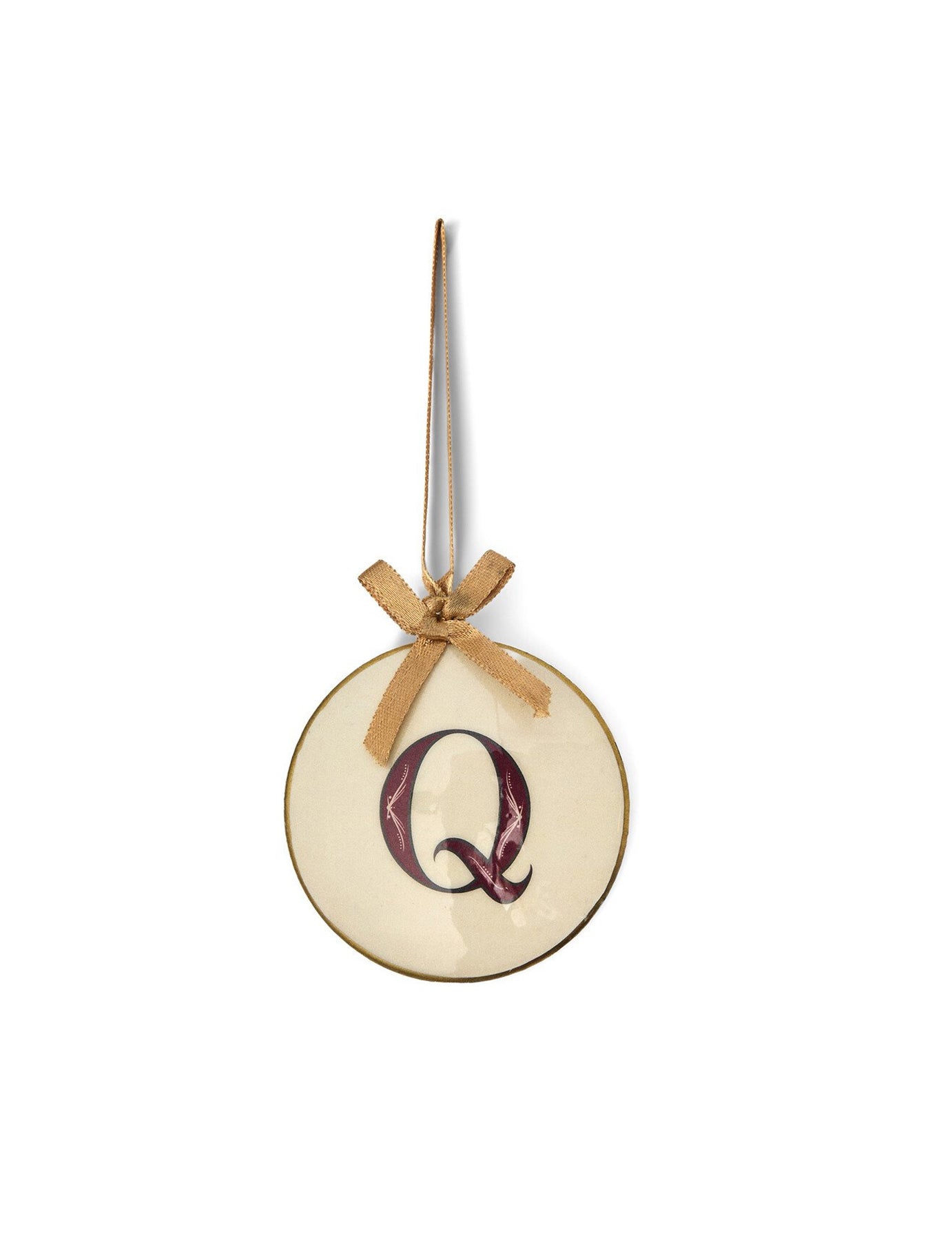Enamel Round Alphabet Letter Bauble WHITE / RED