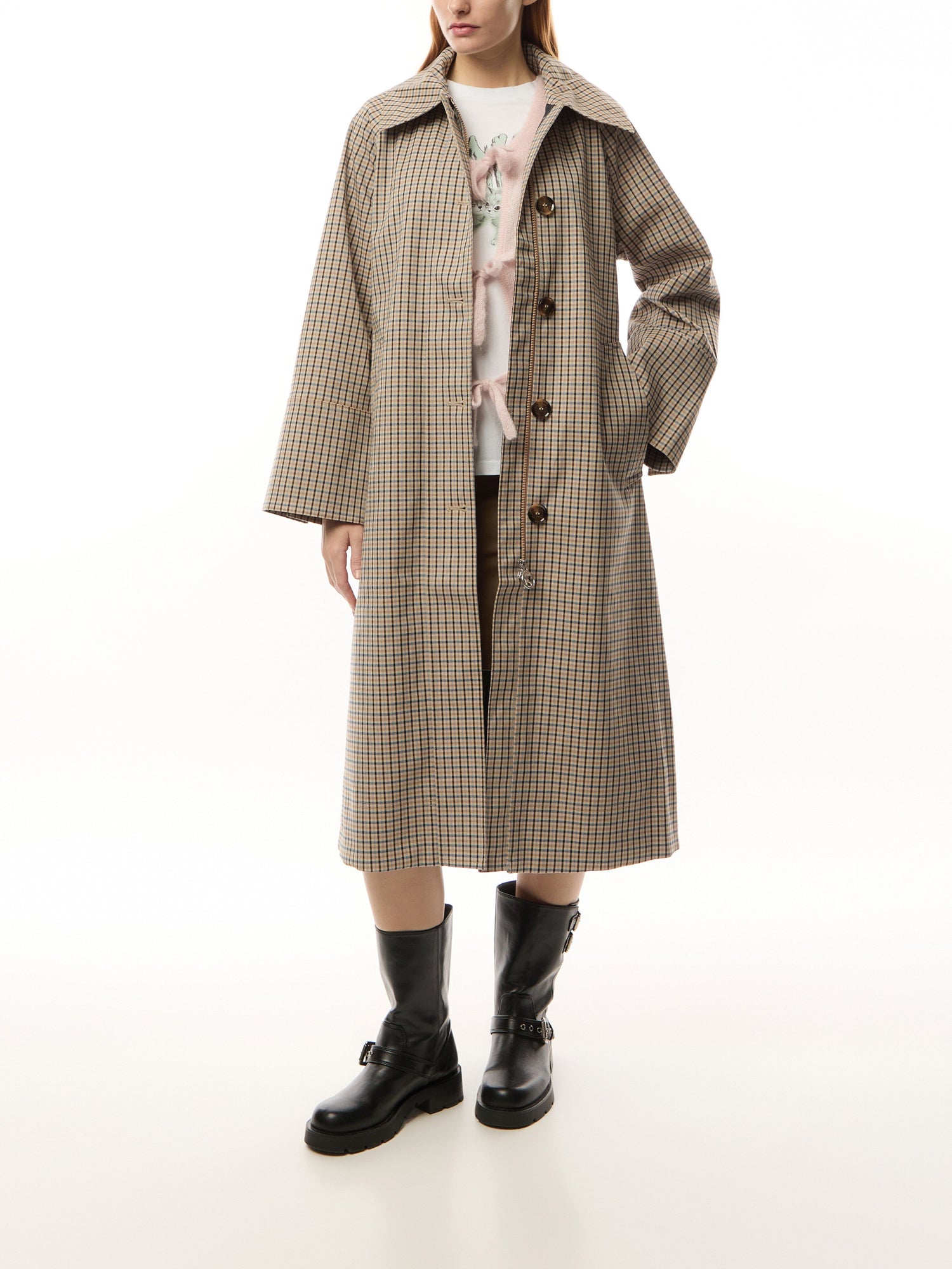 Barbour Beatrix Check Showerproof Trench Coat