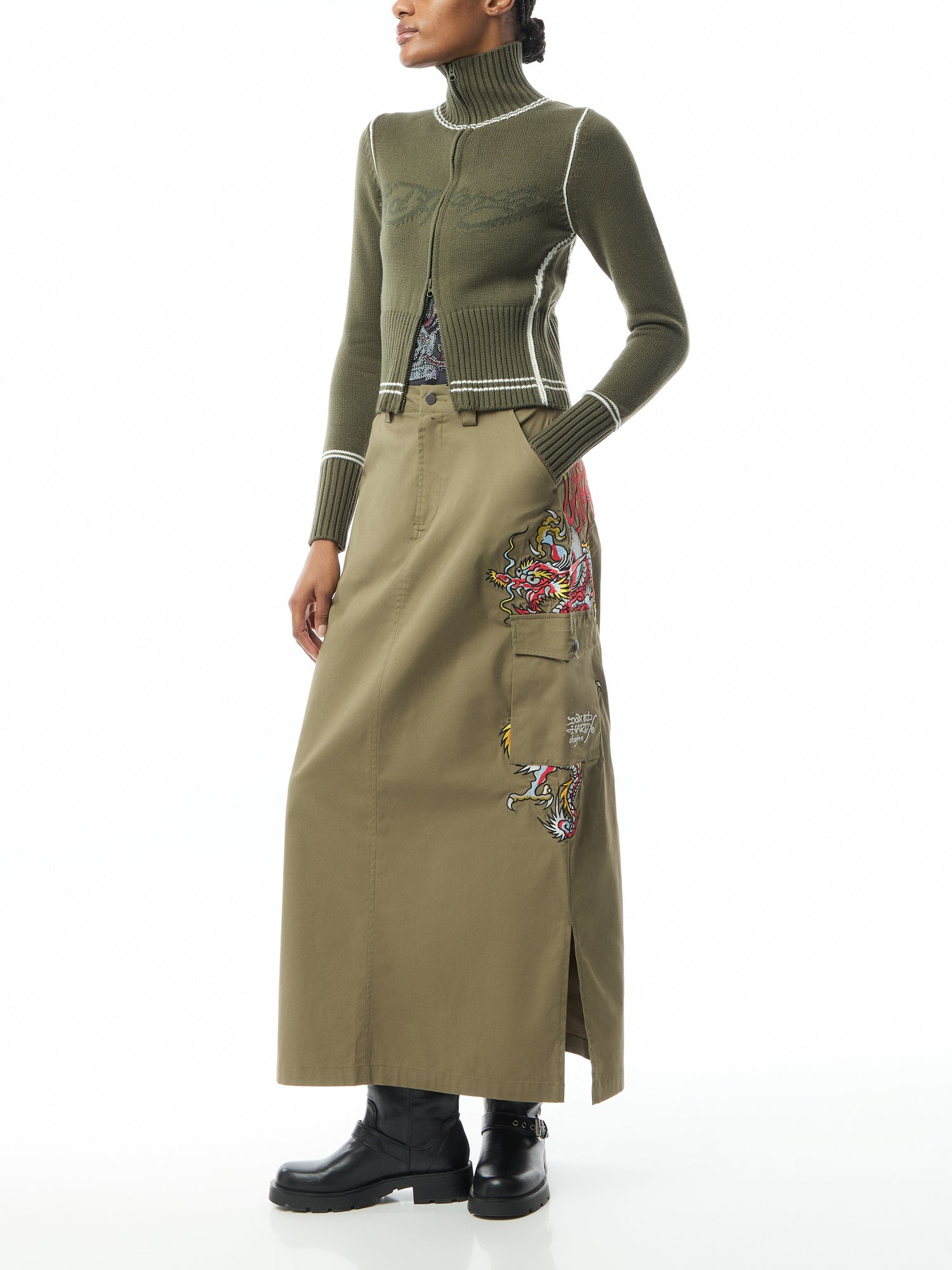 Dragon Flame Long Cargo Skirt