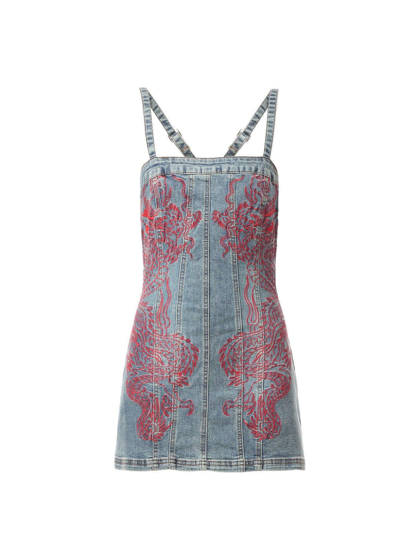 Dragon Flame Denim Mini Dress
