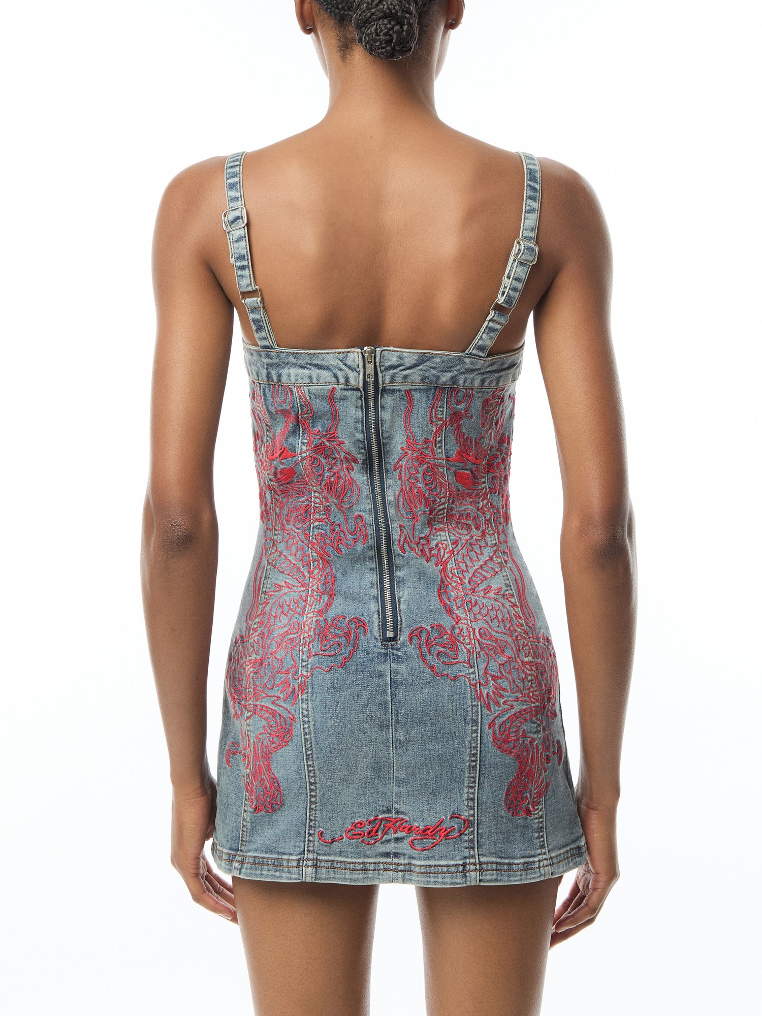 Dragon Flame Denim Mini Dress
