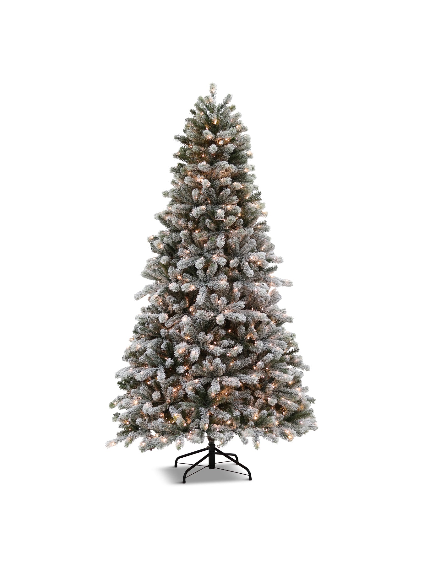 York Spruce Flocked Pvc Christmas Tree Led Lit 7ft