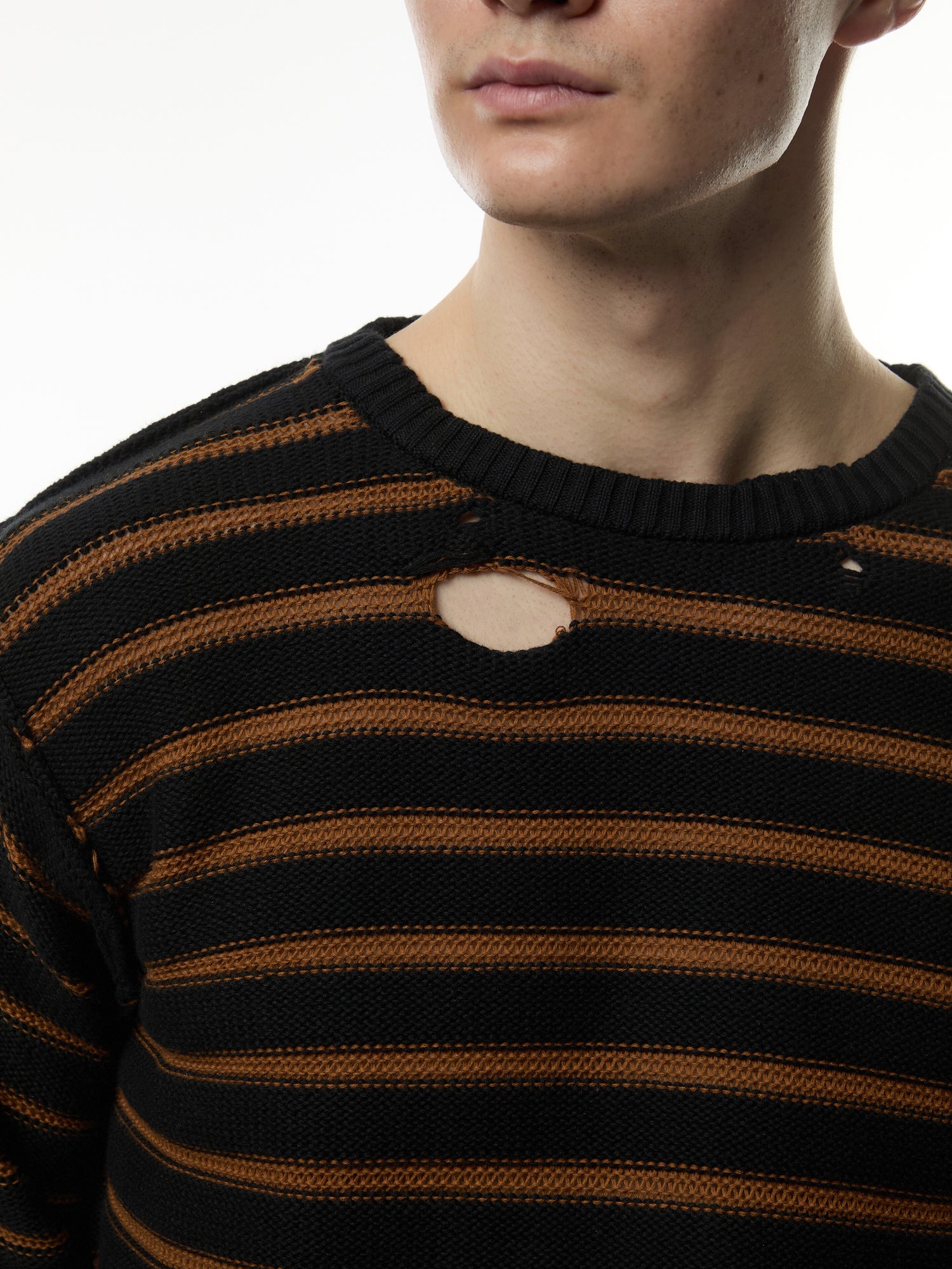 Destroyed Stripes Knitted Crew