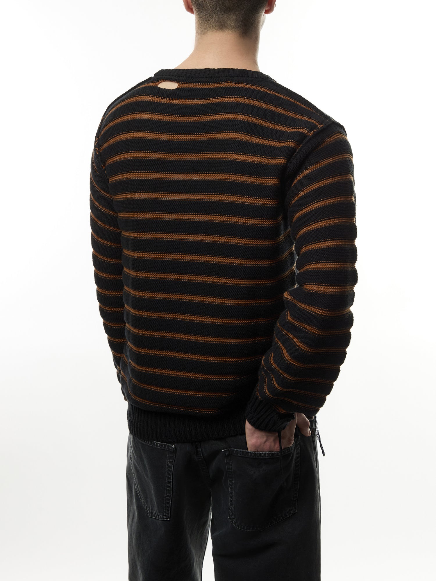 Destroyed Stripes Knitted Crew