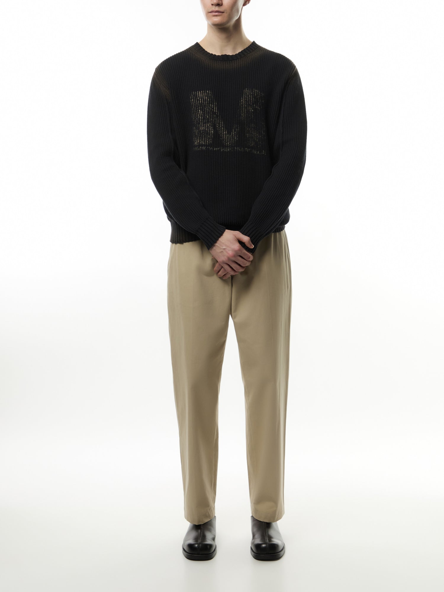 M Logo Ribbed Crew Jumper