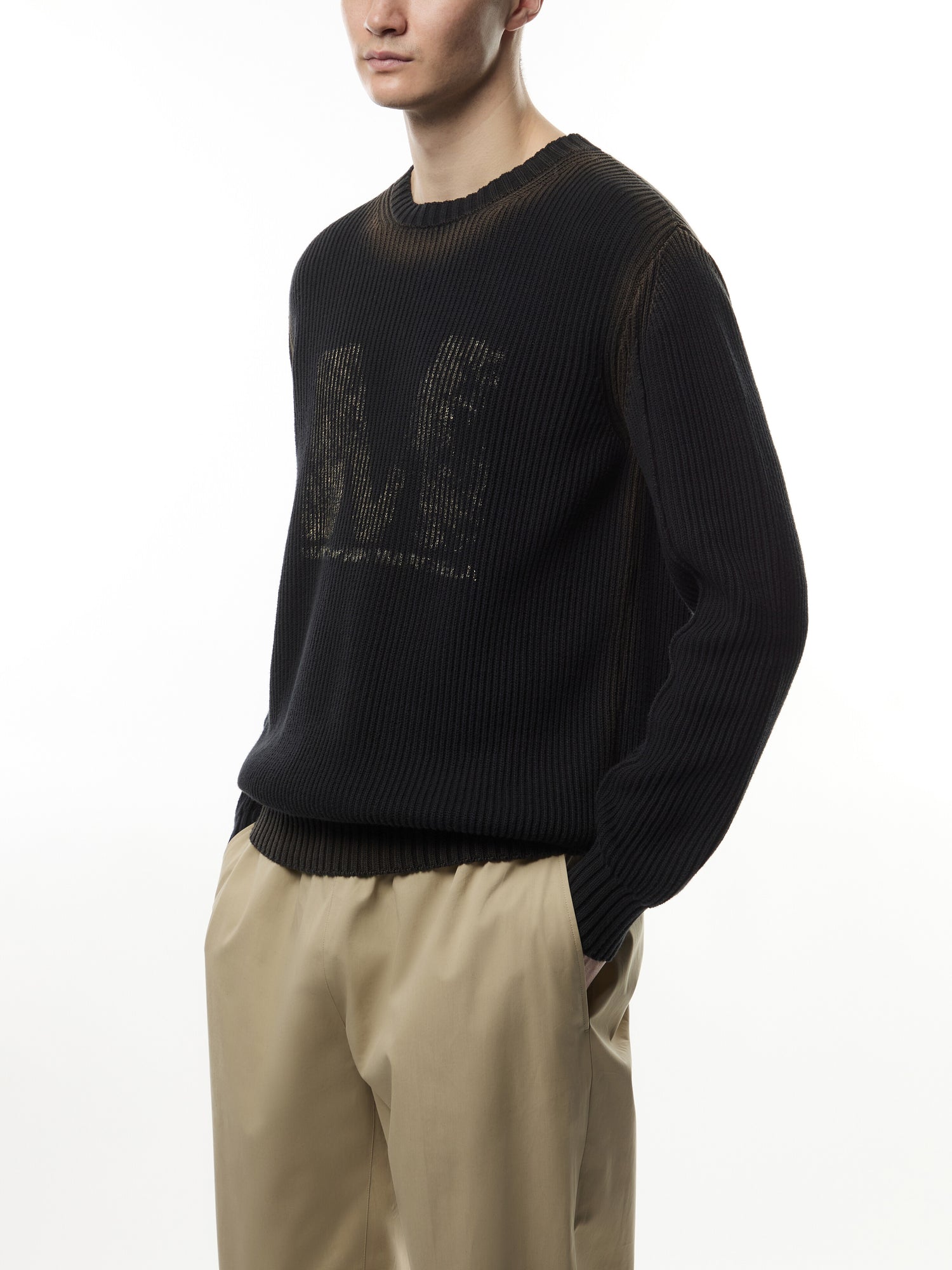 M Logo Ribbed Crew Jumper