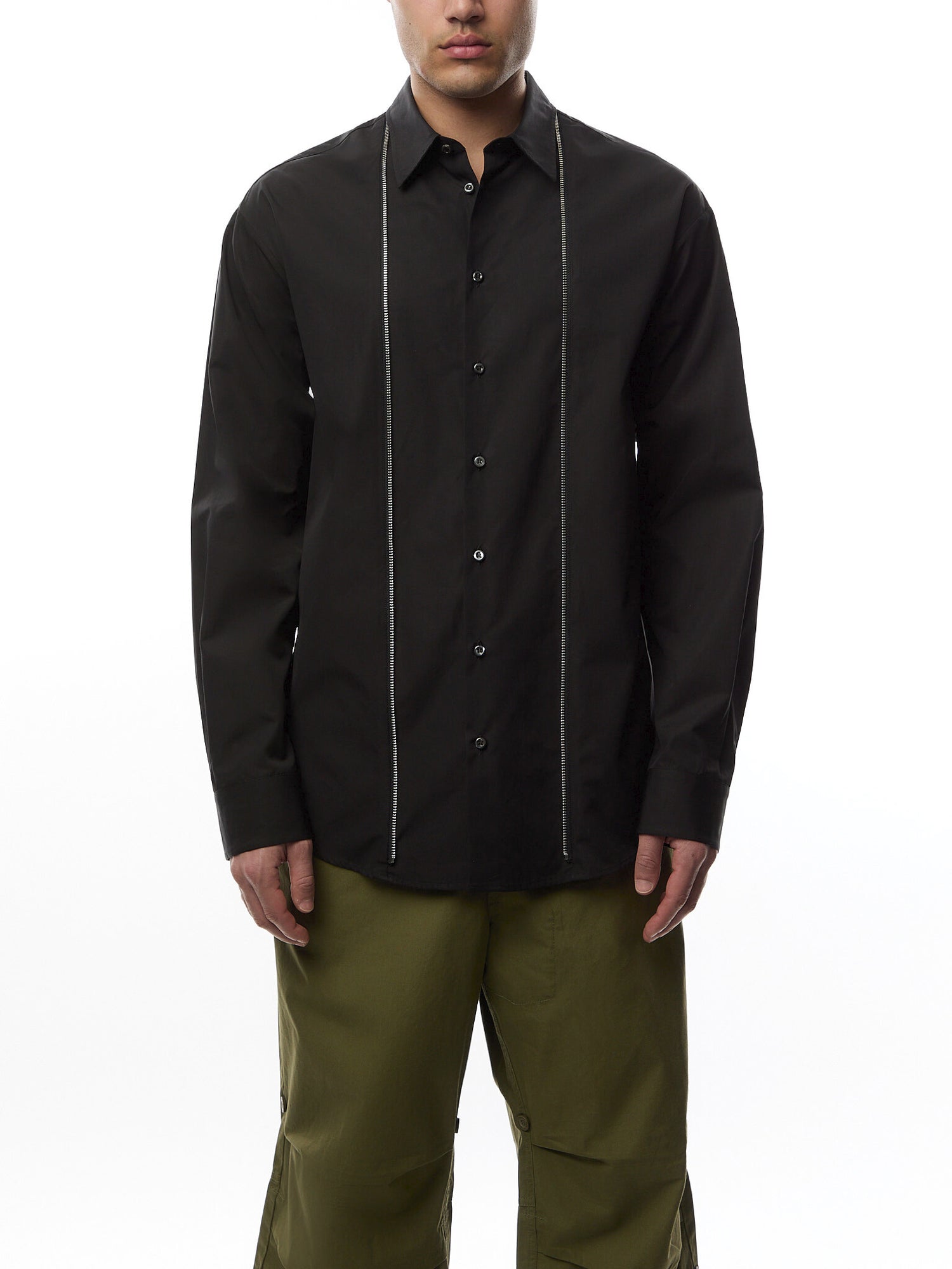 Zipped  Dropped Shoulder Shirt