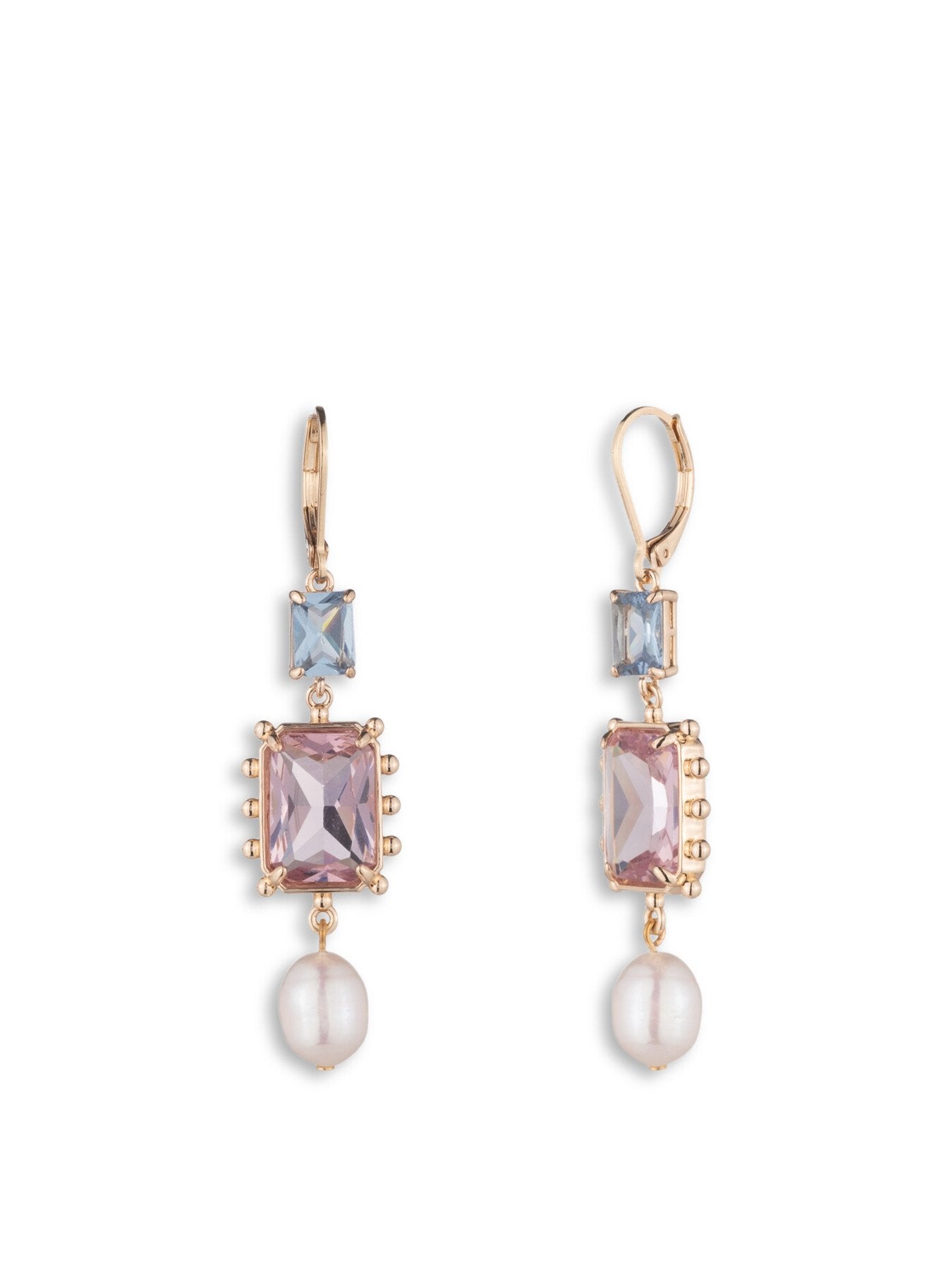 Pearl and Stone Linear Drop Earrings