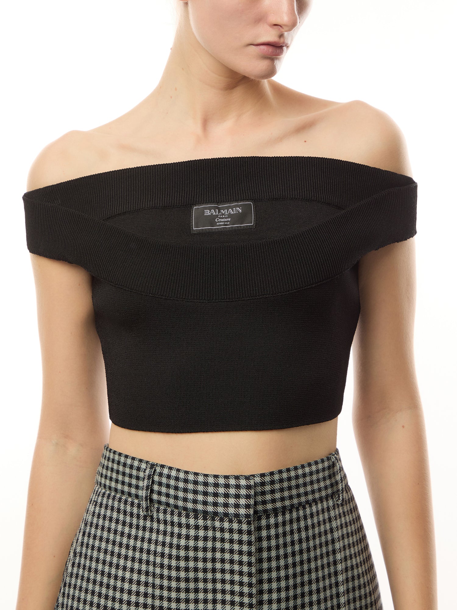 Boat Neck Knit Crop Top