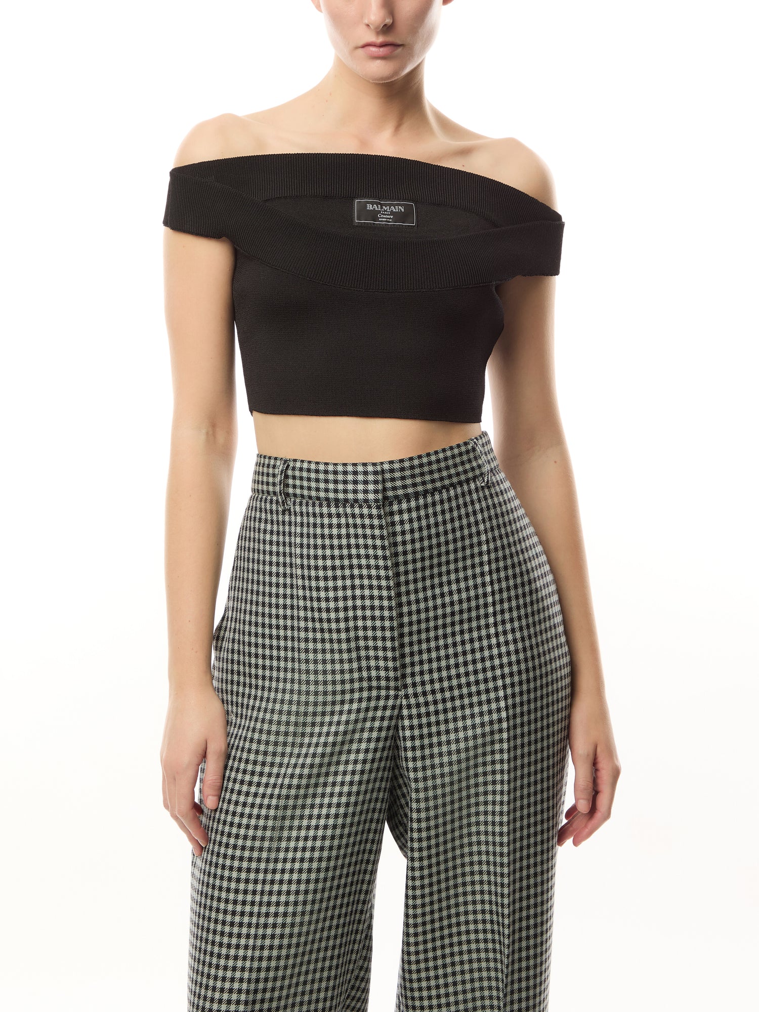 Boat Neck Knit Crop Top