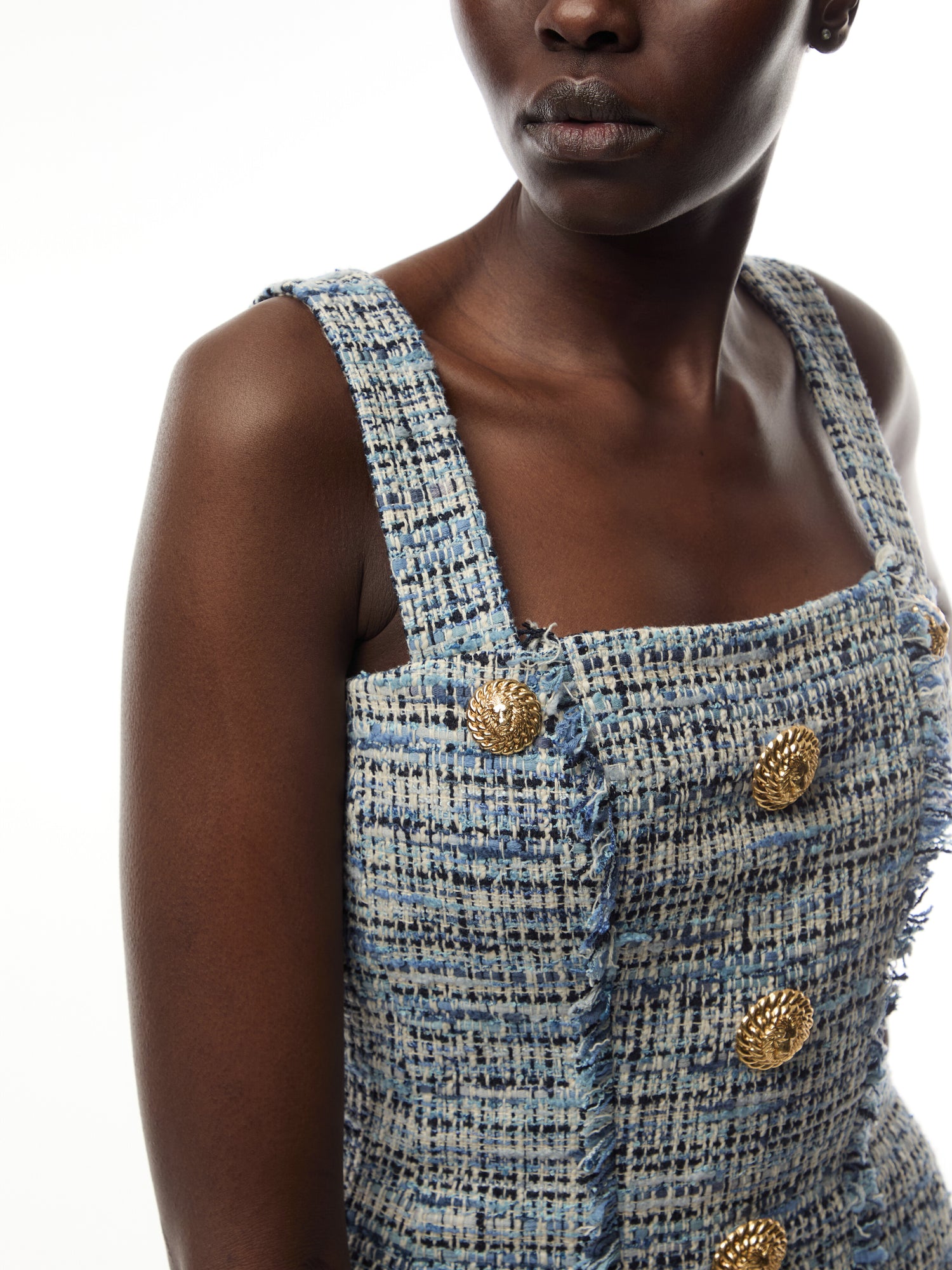 Short Tweed Dress With Straps