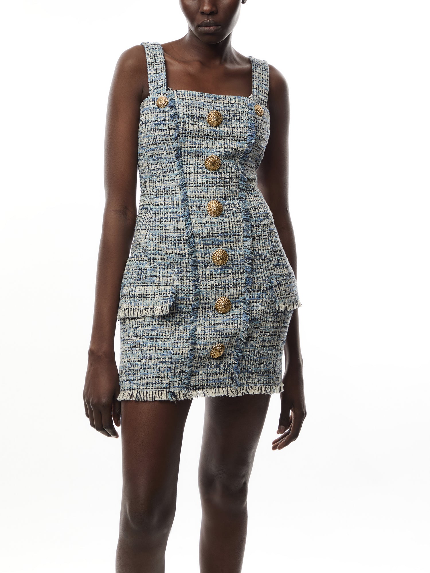 Short Tweed Dress With Straps
