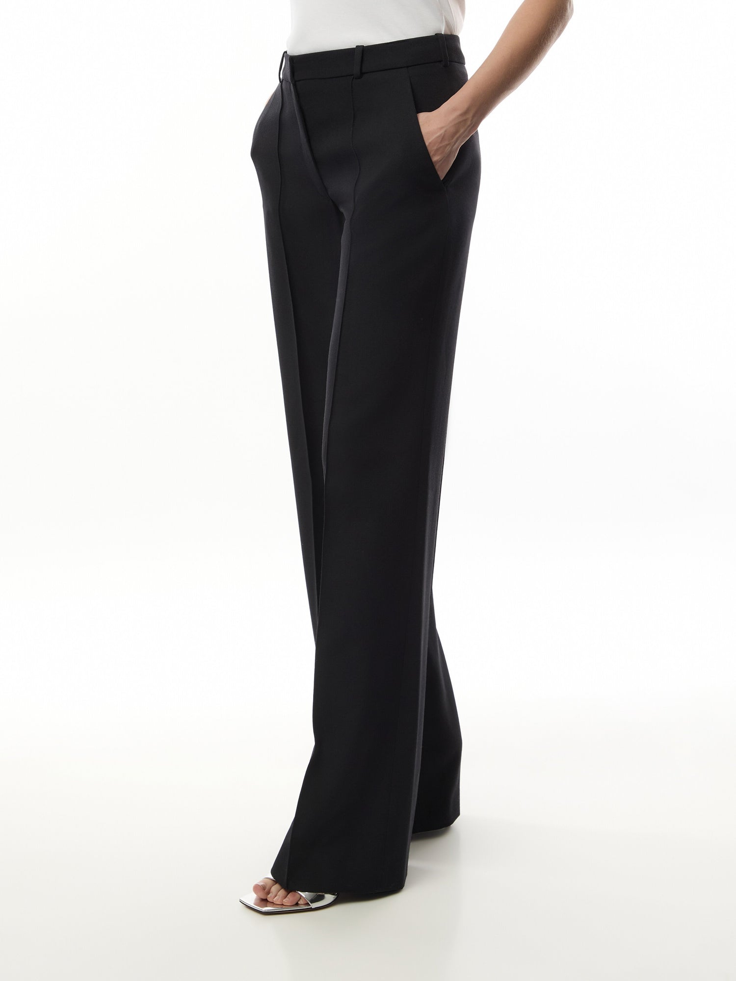 2 Pockets Tailored Satin Pants