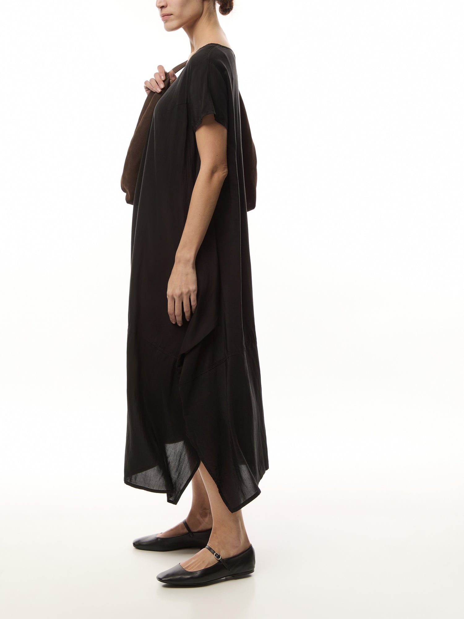 Round Neck Short Sleeve Dress Bubble Hem