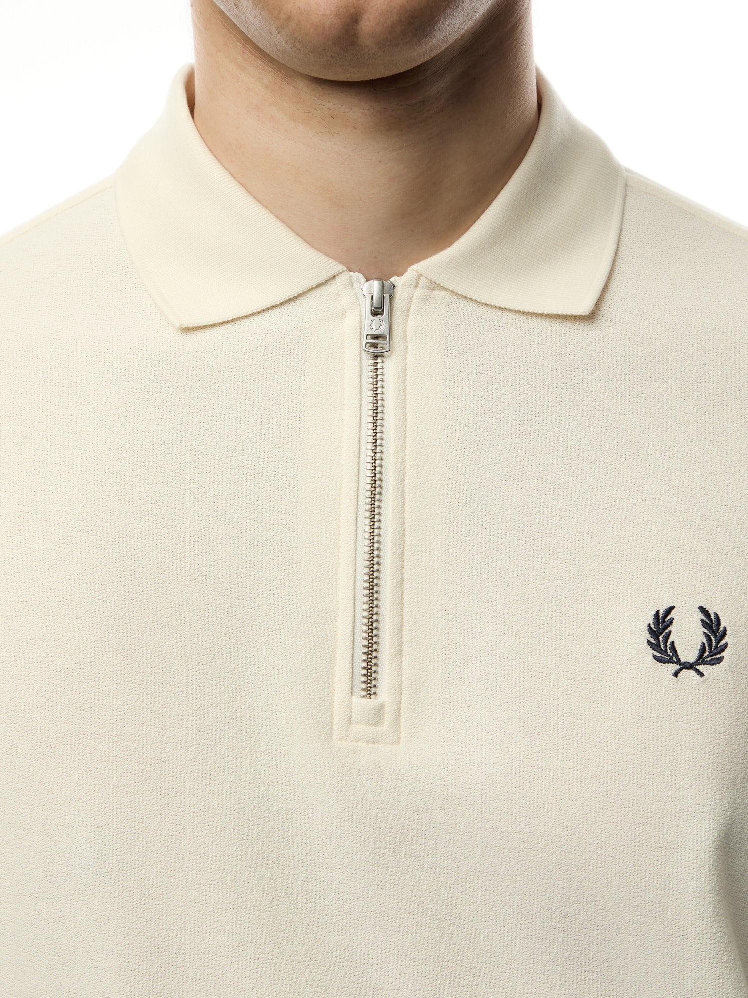 Crepe Piqué Zip Neck Polo Shirt