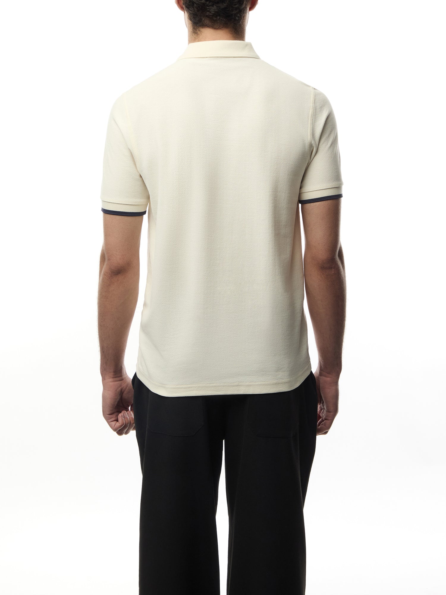 Crepe Piqué Zip Neck Polo Shirt
