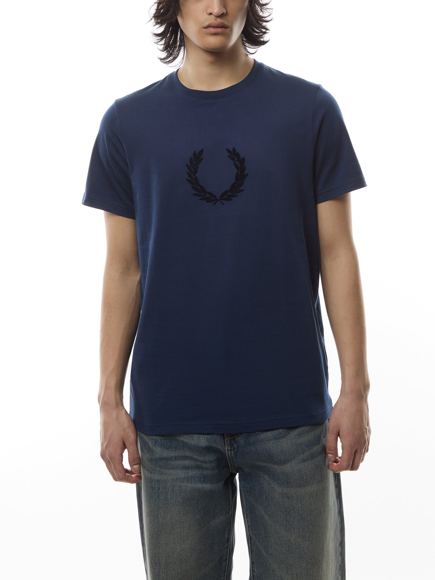 Textured Laurel Wreath Logo T Shirt