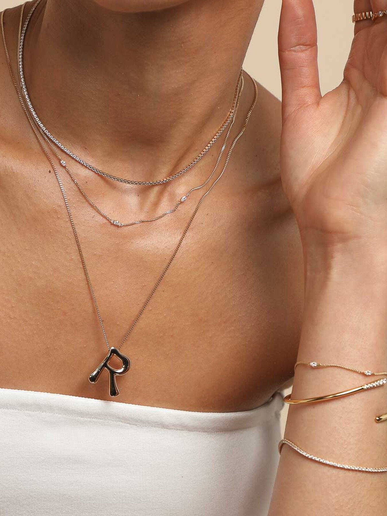 Initial Bold Pendant Necklace