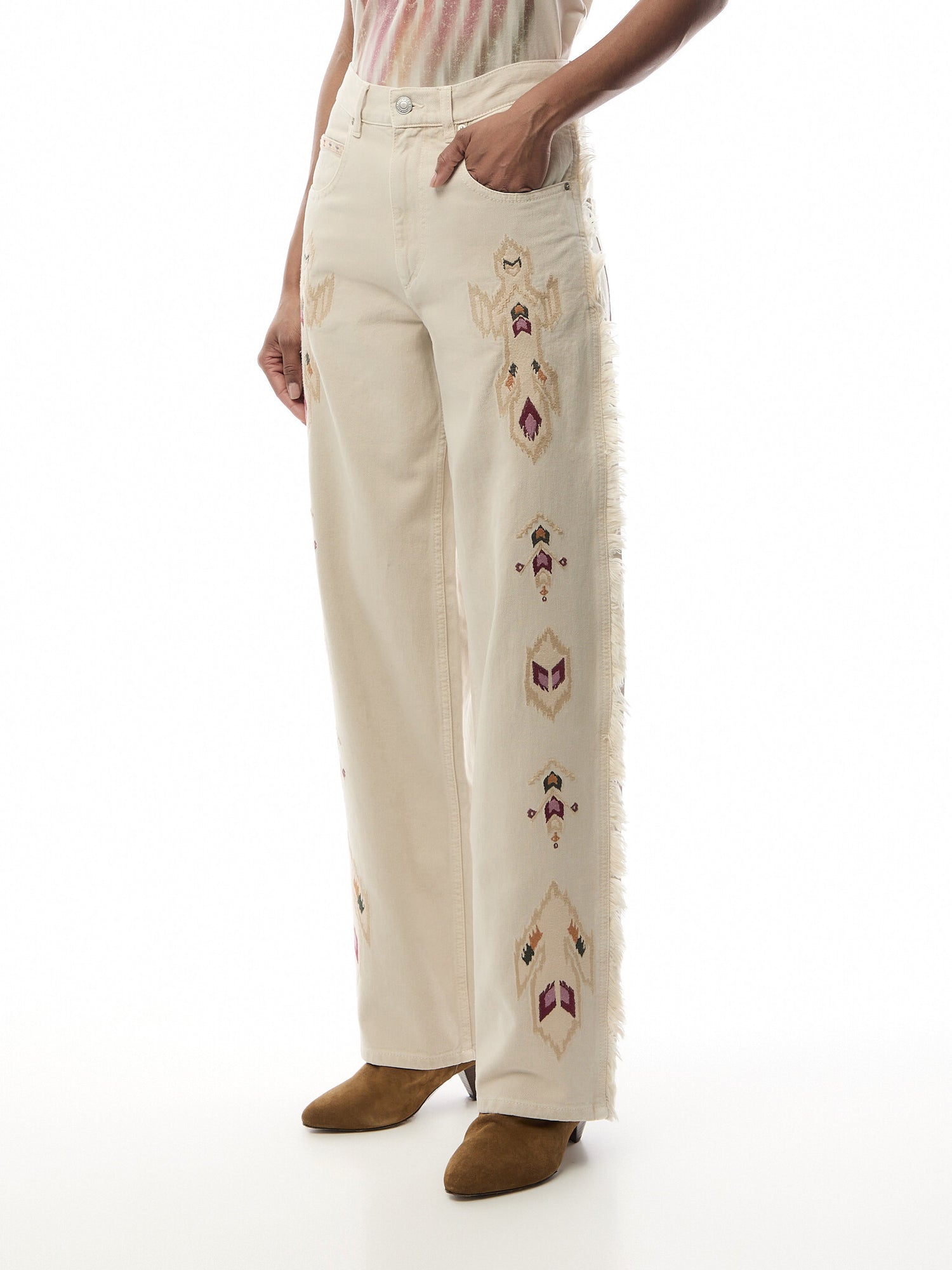 Maella Loose Fit Embroidered Denim Jeans