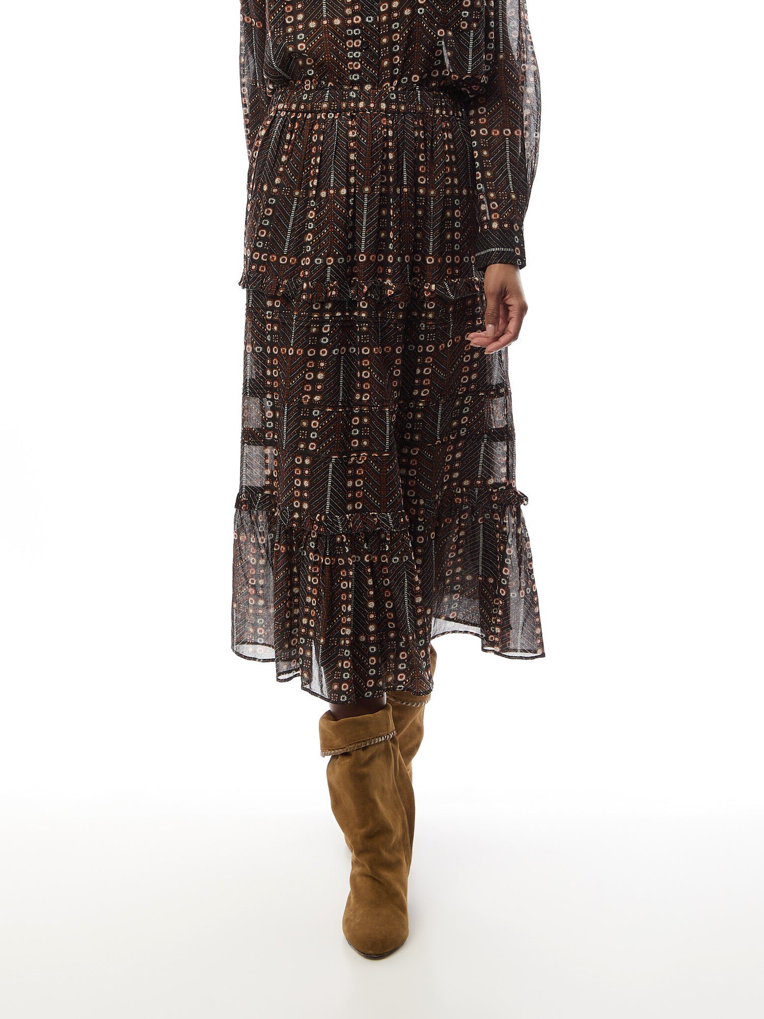 Diya Long Printed Cotton Voile Skirt