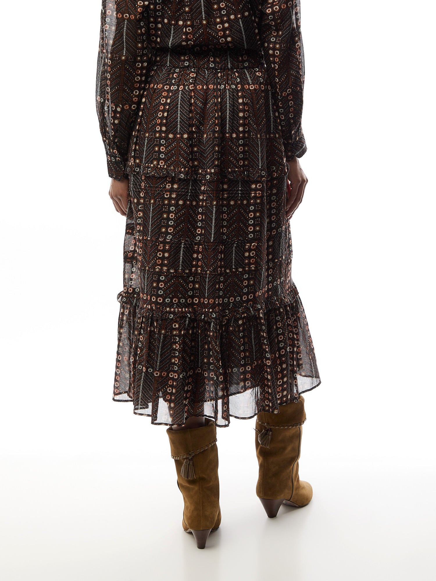 Diya Long Printed Cotton Voile Skirt