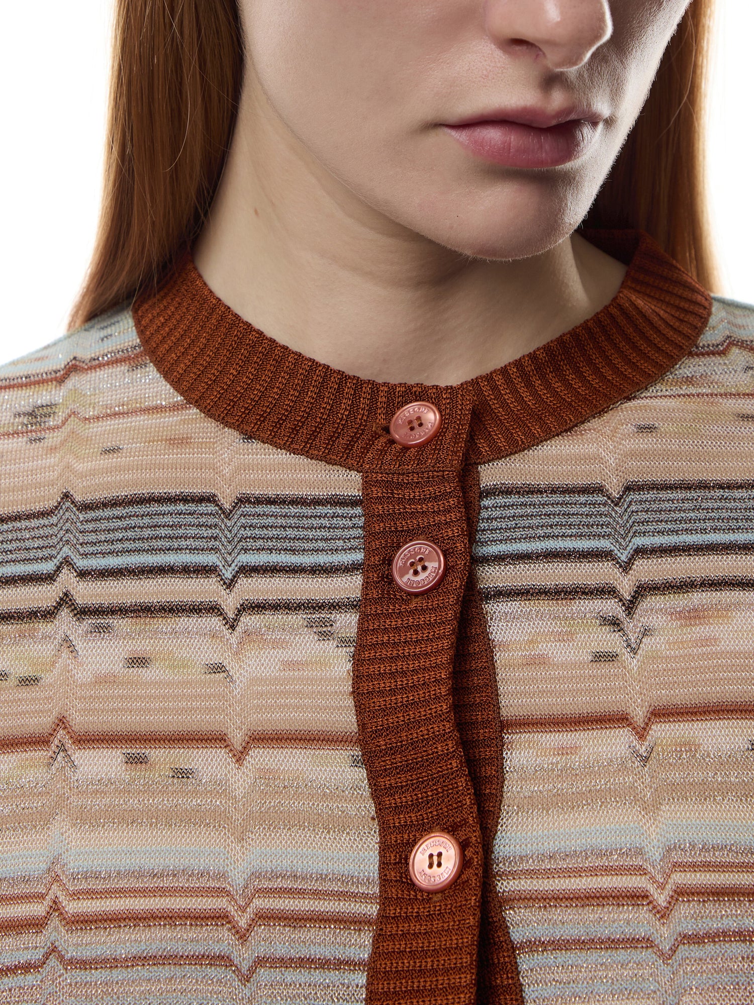 Tonal Chevron Buttoned Cardigan