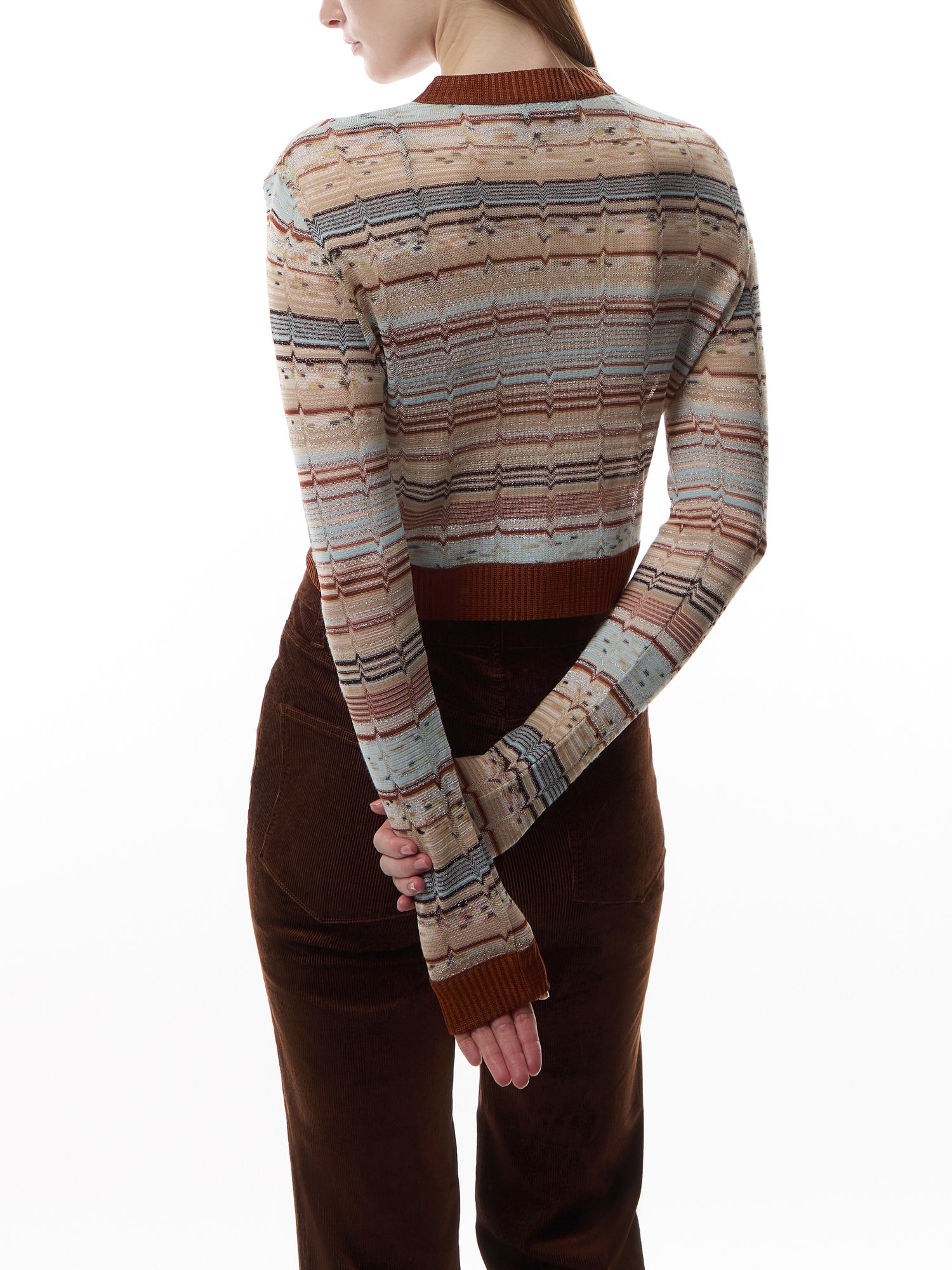 Tonal Chevron Buttoned Cardigan