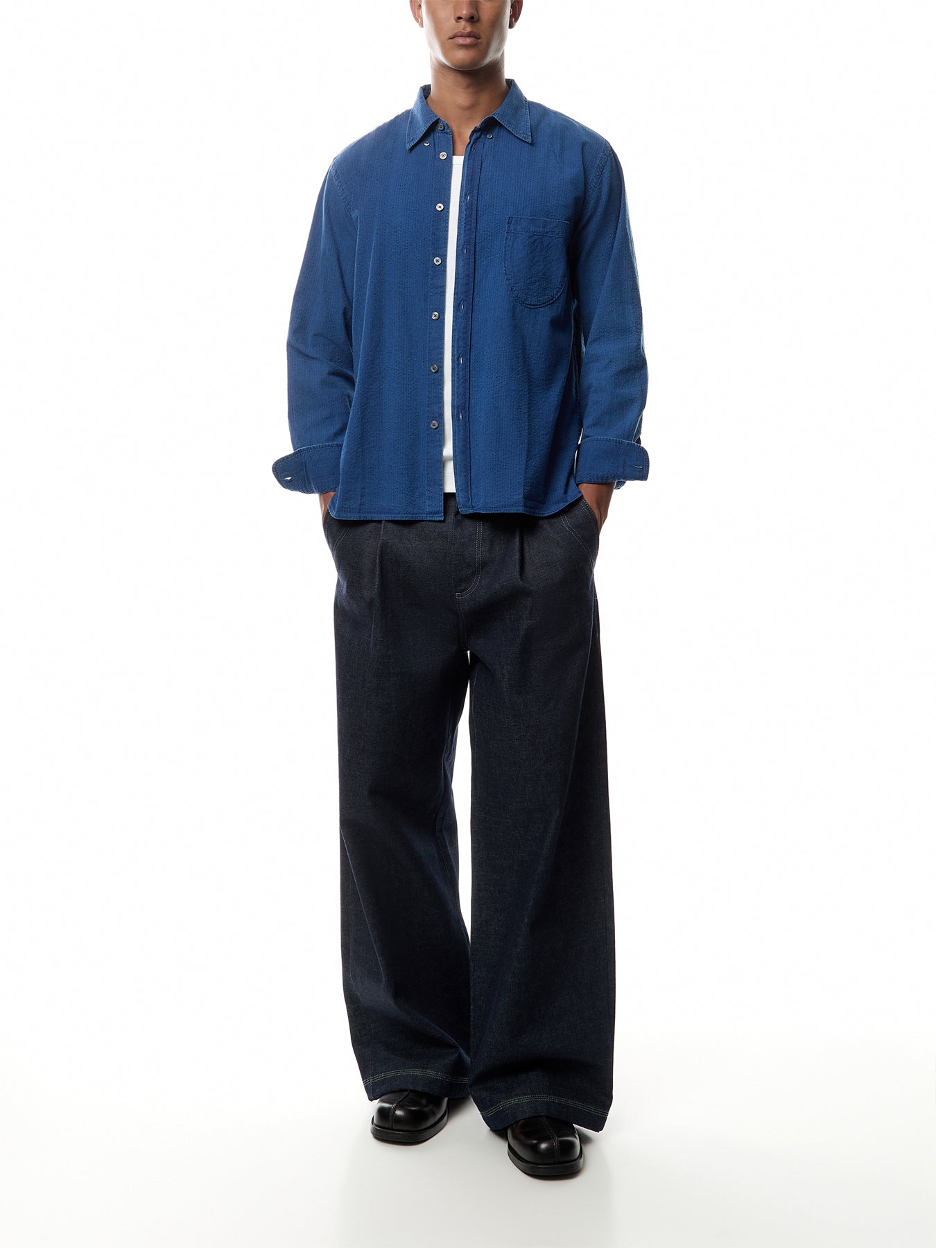 Cotton Washed Indigo Lazy Day Shirt