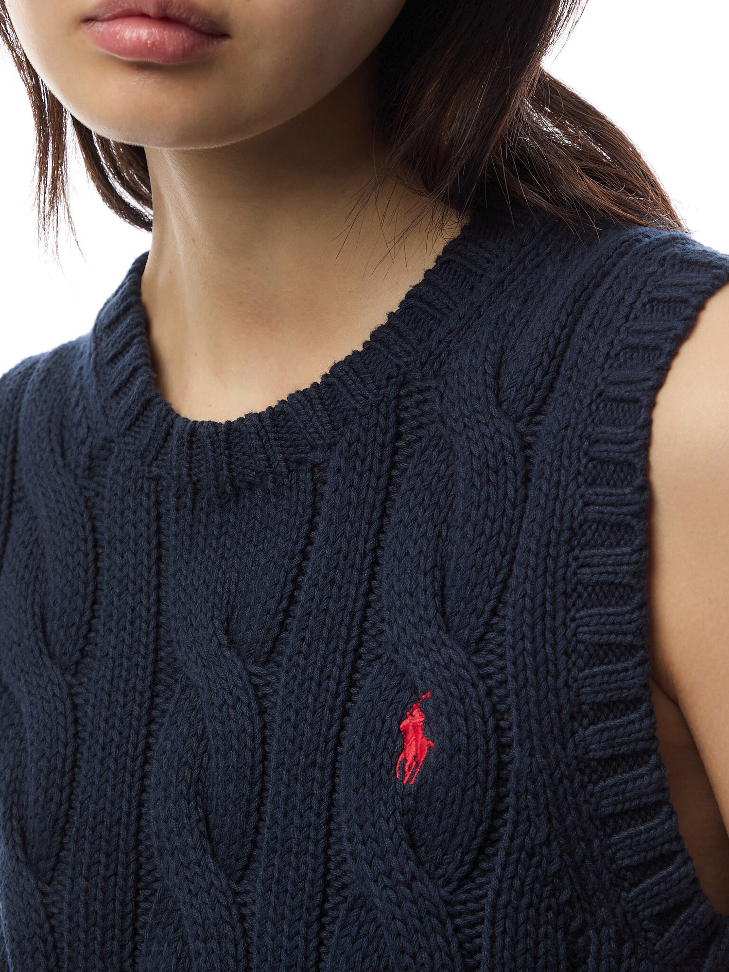 Cable-Knit Cotton Cropped Vest