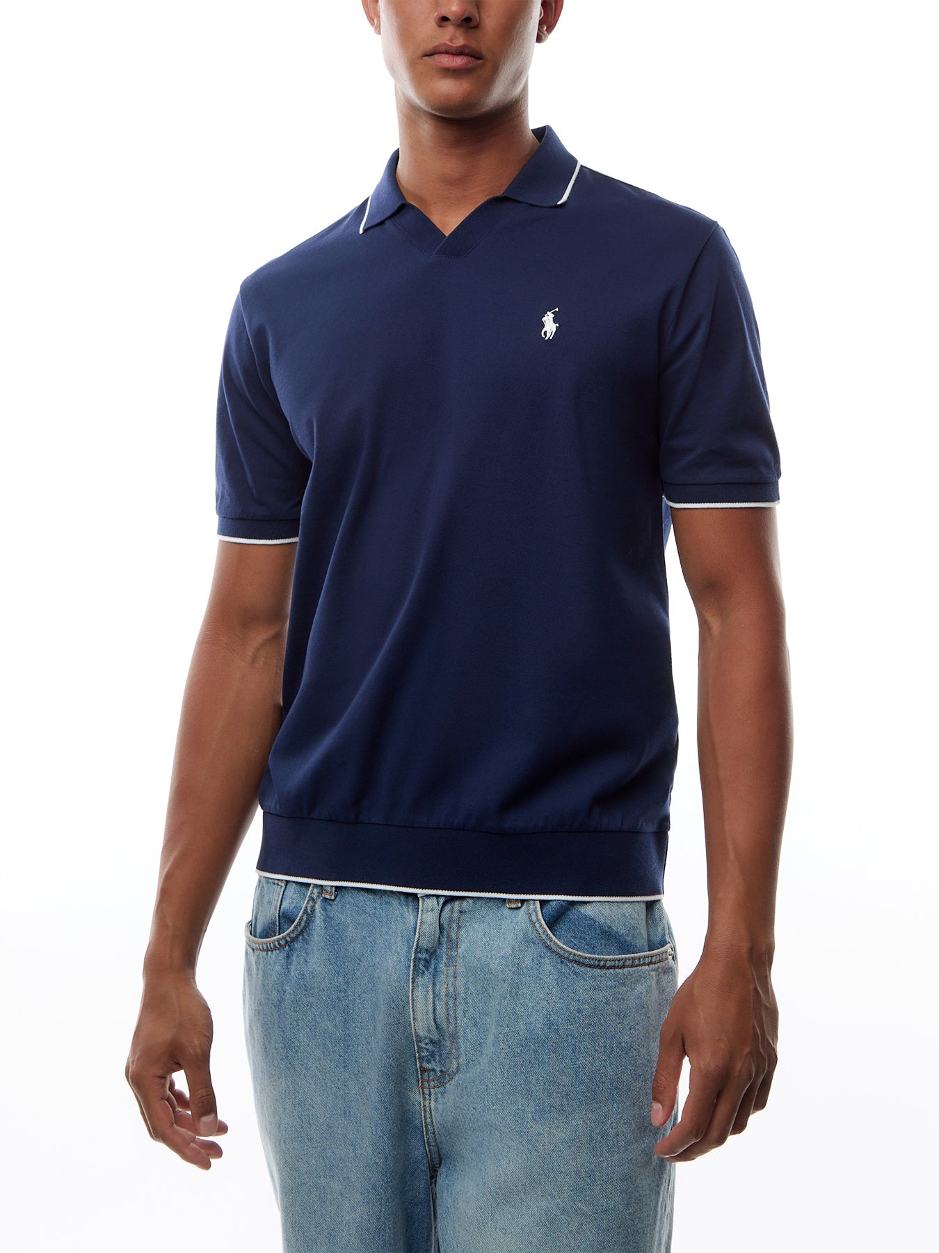 Jacquard Mesh Polo Shirt