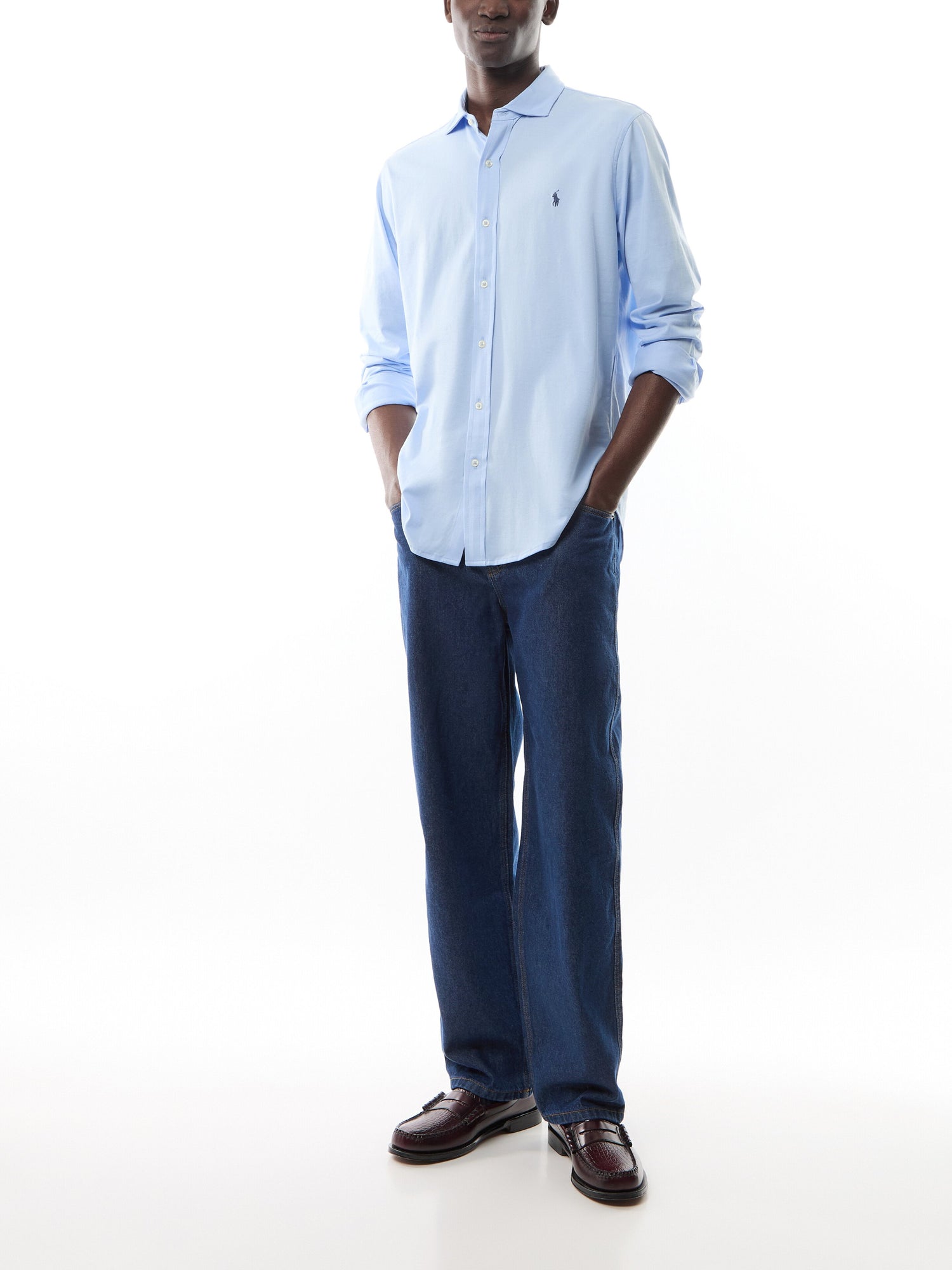 Jersey Spread-Collar Shirt