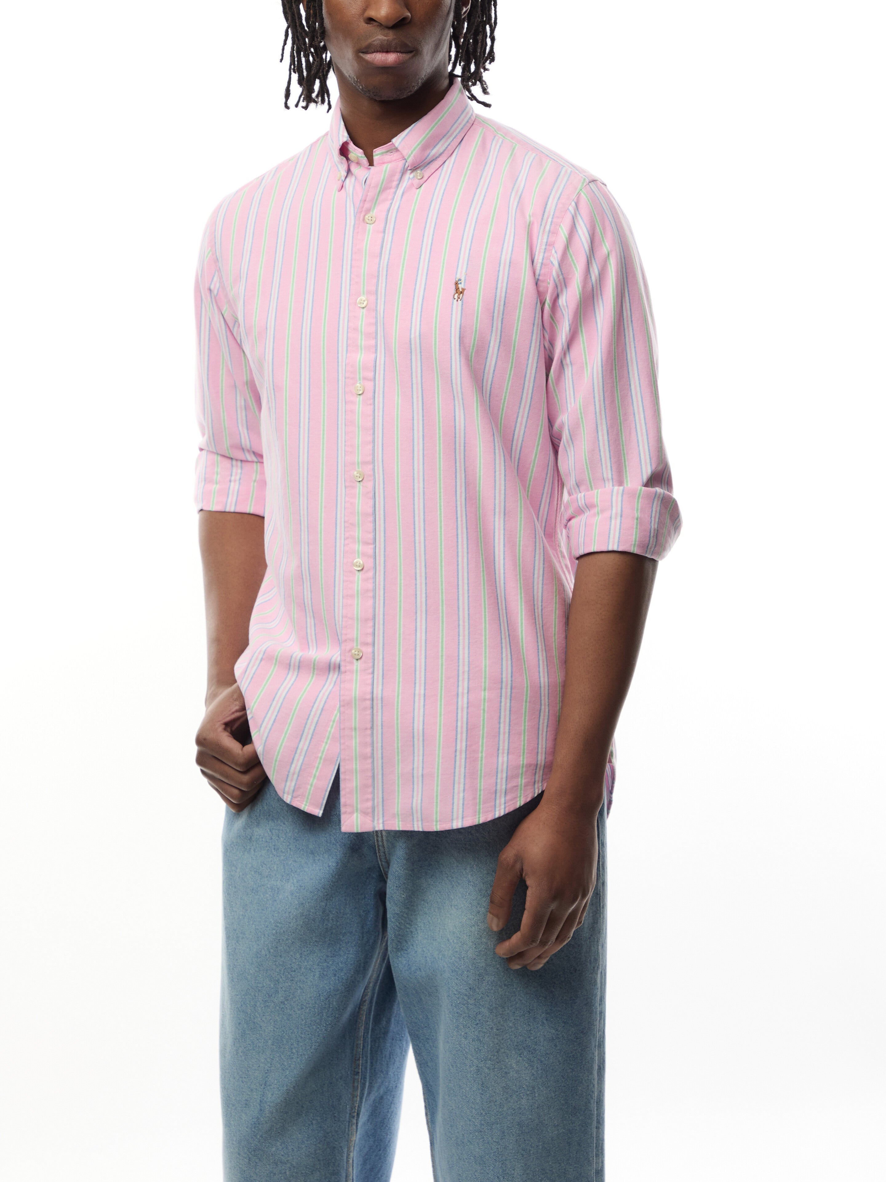 Tシャツ・カットソー Ralph Lauren FW25 CUSTOM FIT SHIRT (710928918 008) Custom Fit Lightweight Shirt in Blue Multi | Polo Ralph