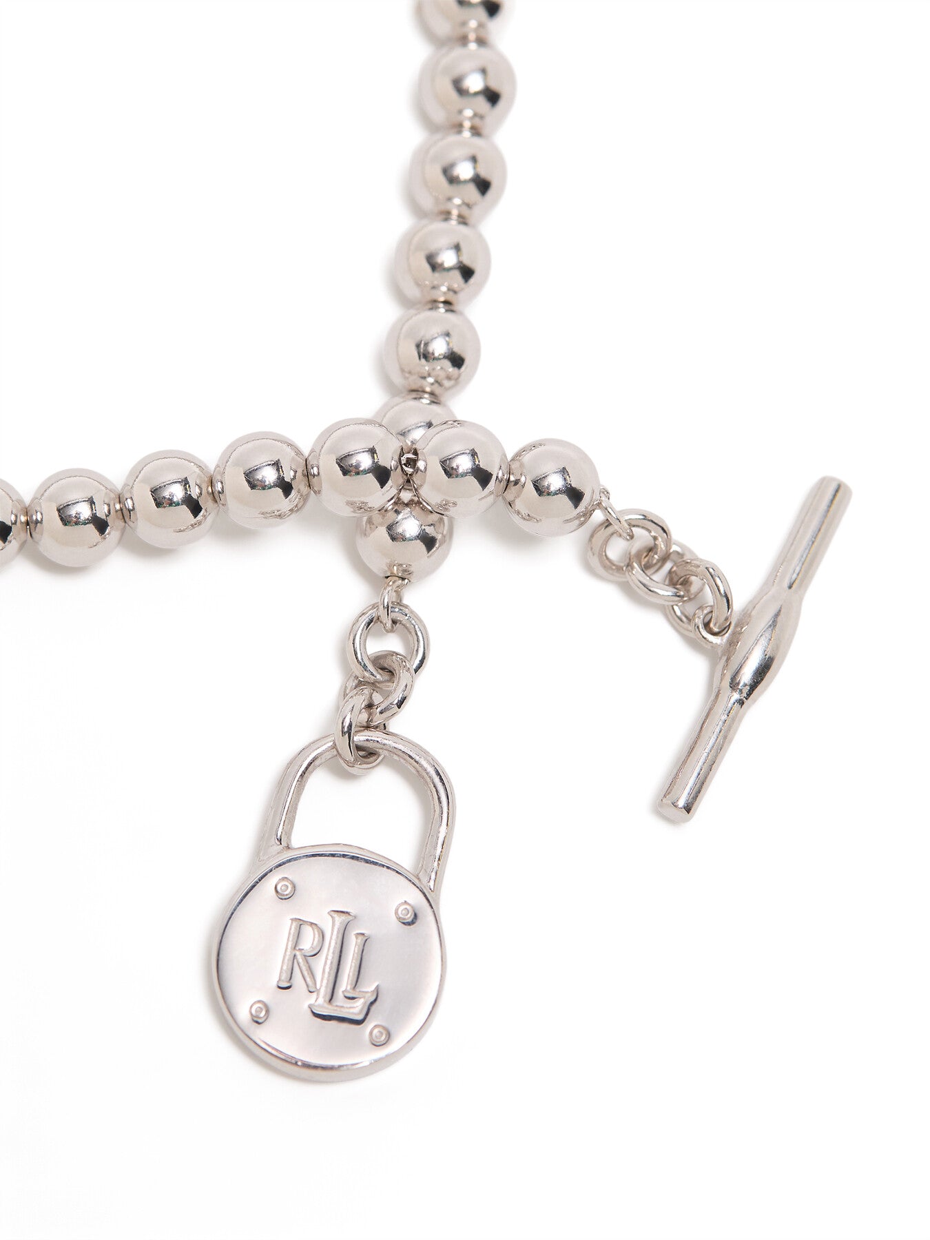 Sterling Silver Bead Bracelet with Padlock