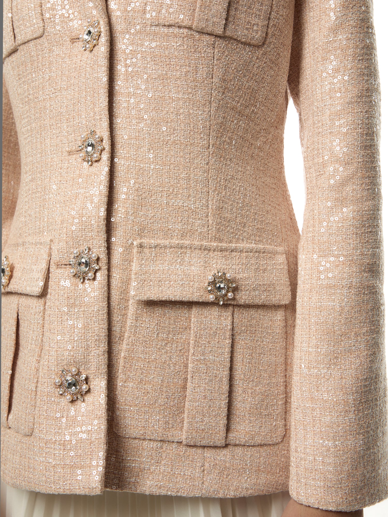 Sequin Boucle Chiffon Midi Dress