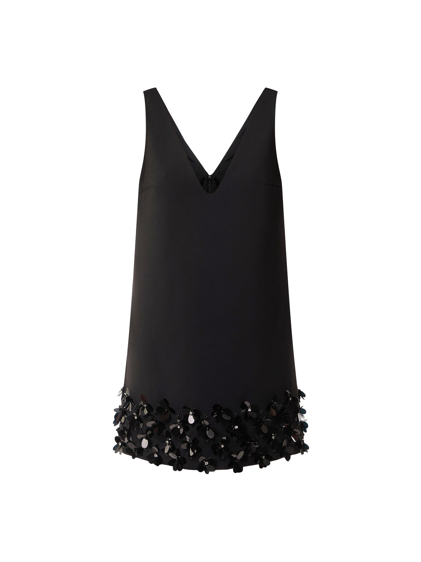 Black Crepe 3D Sequin Mini Dress