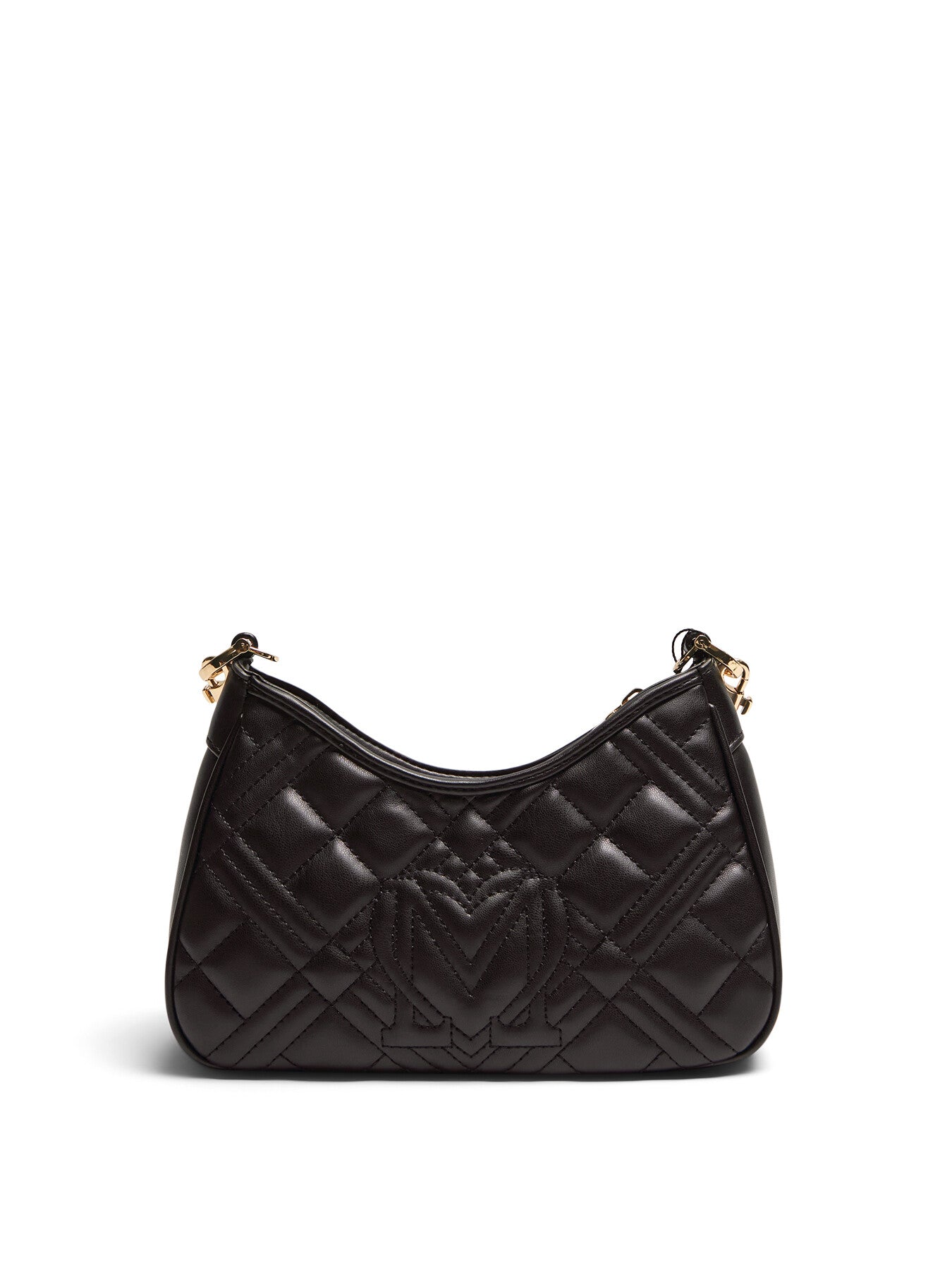 Laminated Quilted Crescent Crossbody Bag
