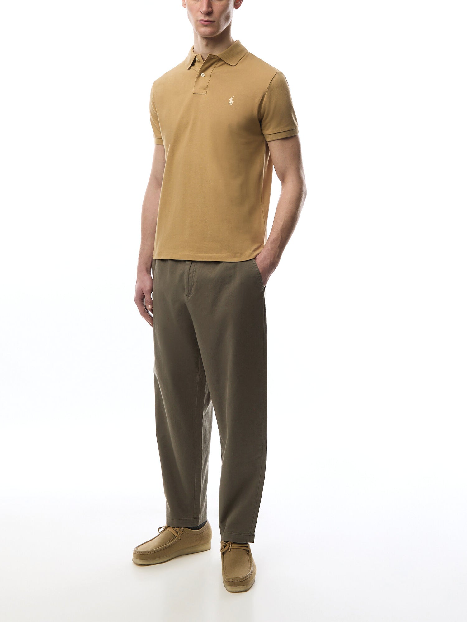 Washed Stretch Twill Relaxed Fit Trousers
