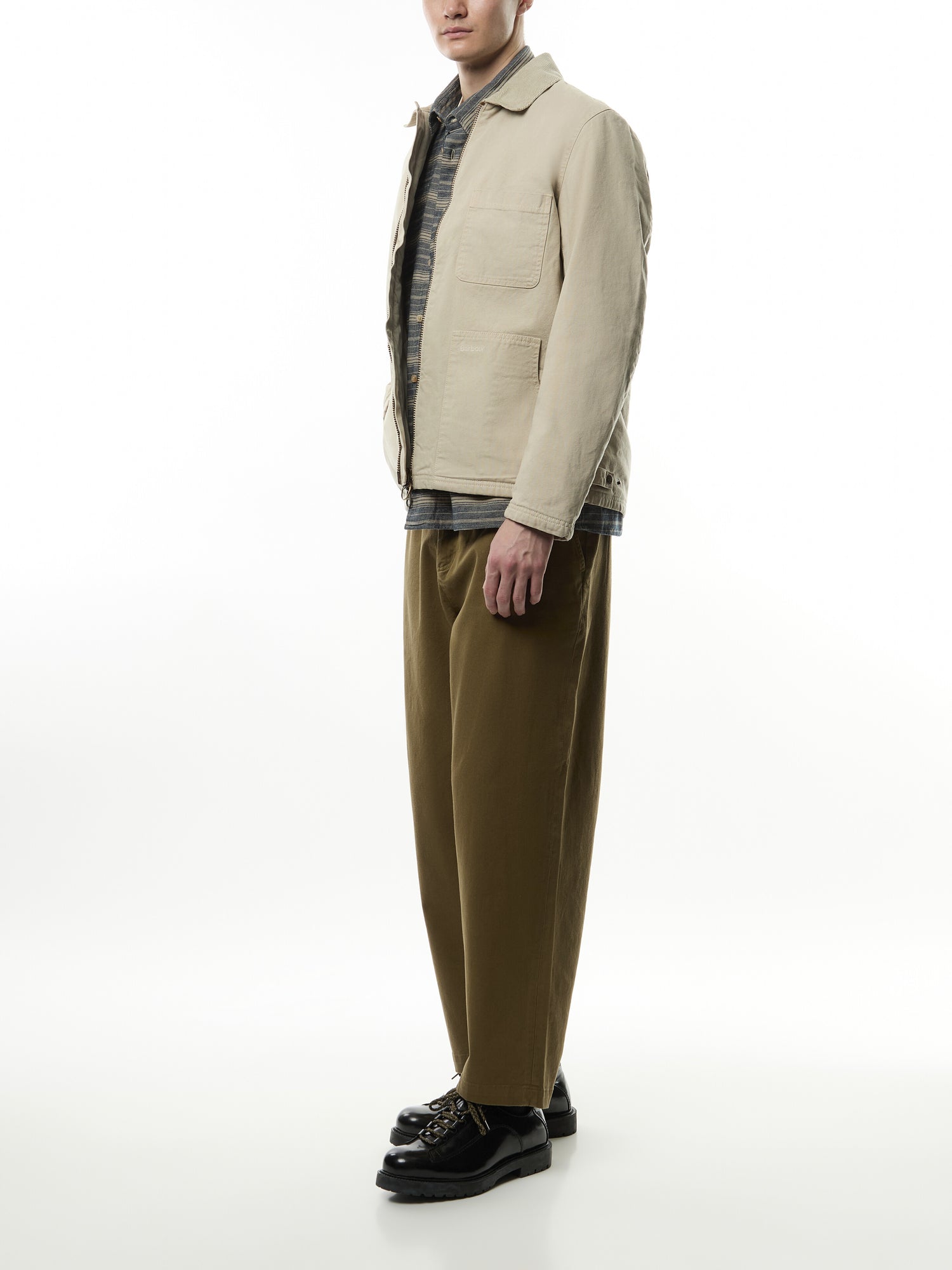 Washed Stretch Twill Relaxed Fit Trousers