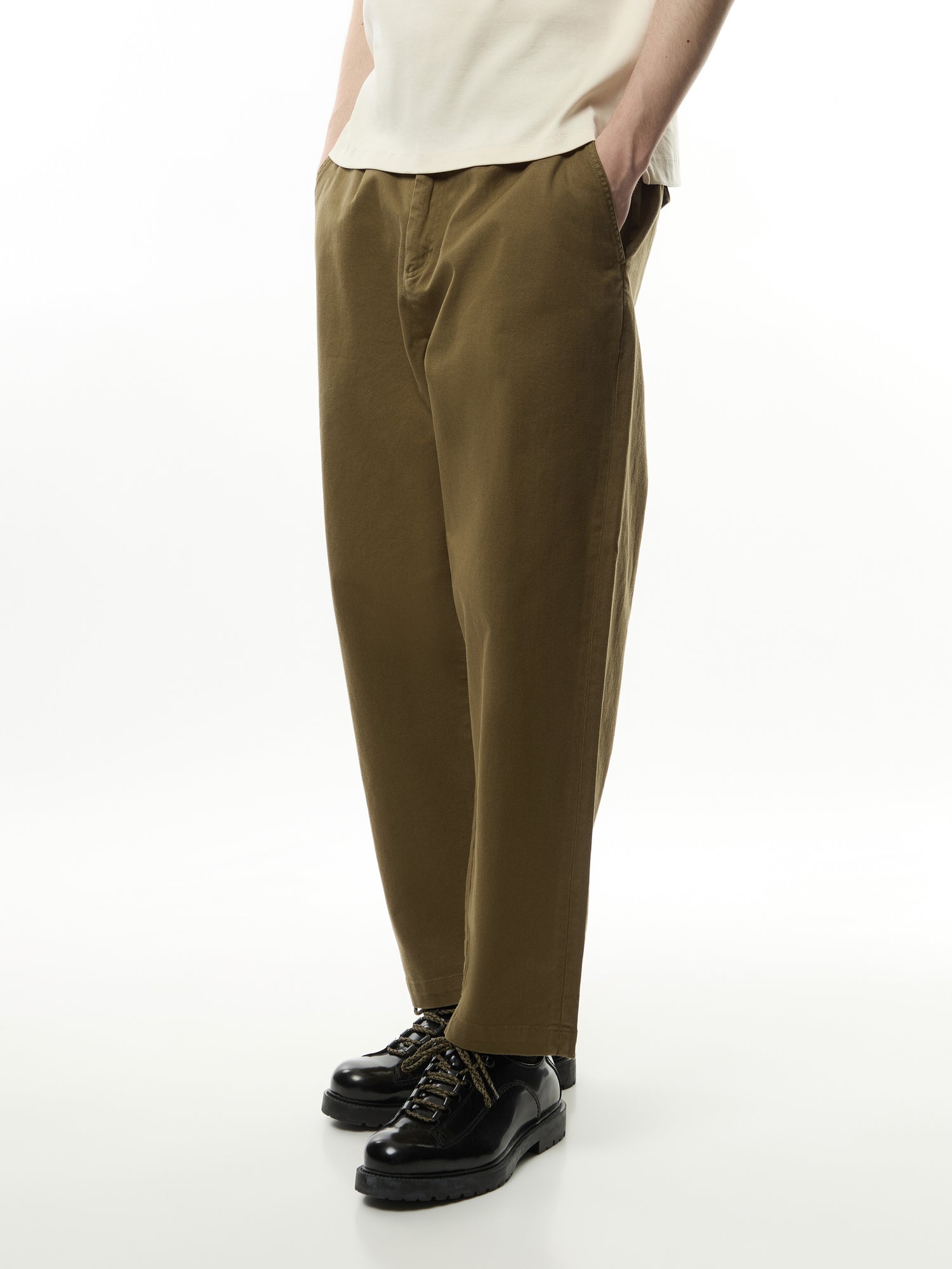 Washed Stretch Twill Relaxed Fit Trousers